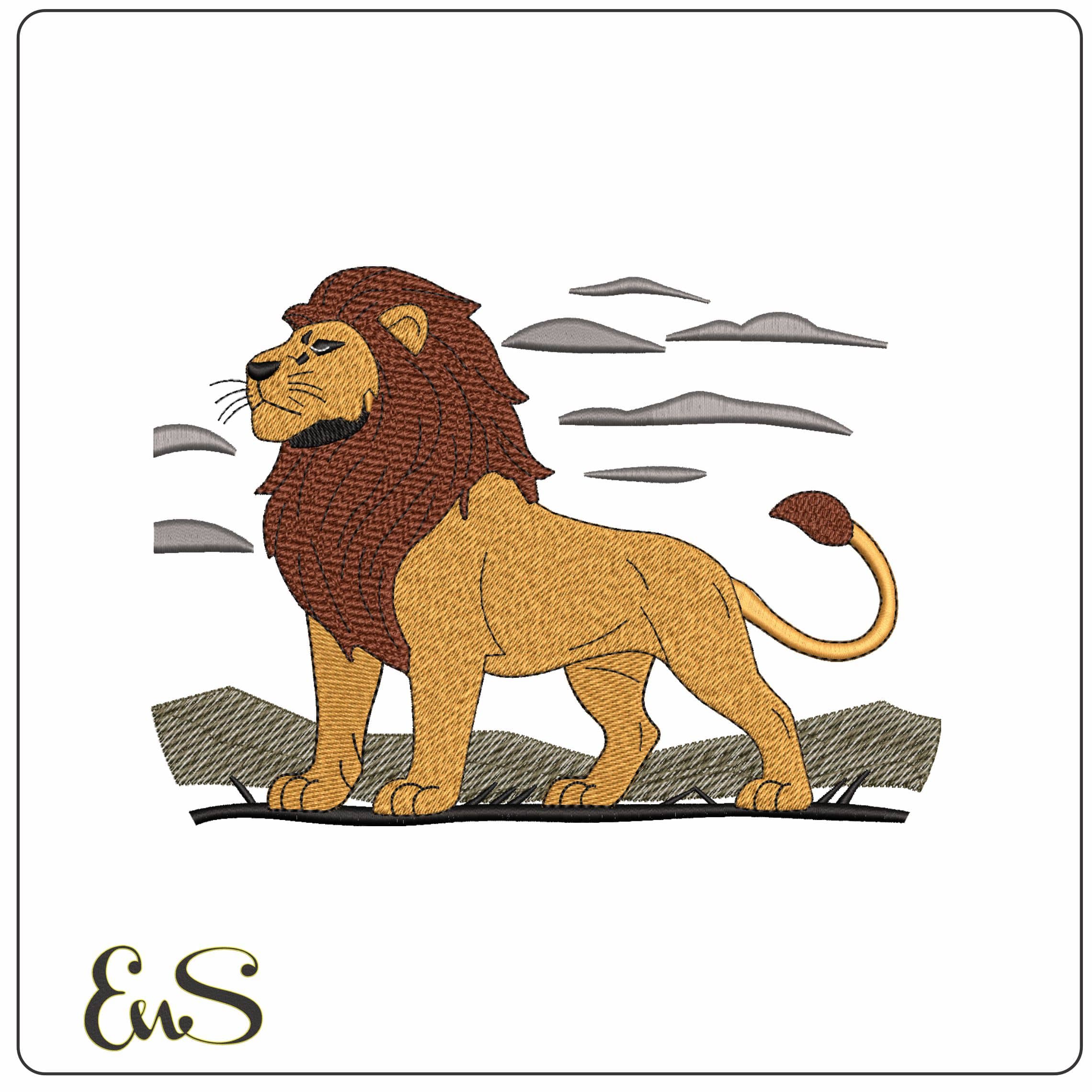 Simba Lion King overlooking Plains  - Elegant embroidery design file - instant download