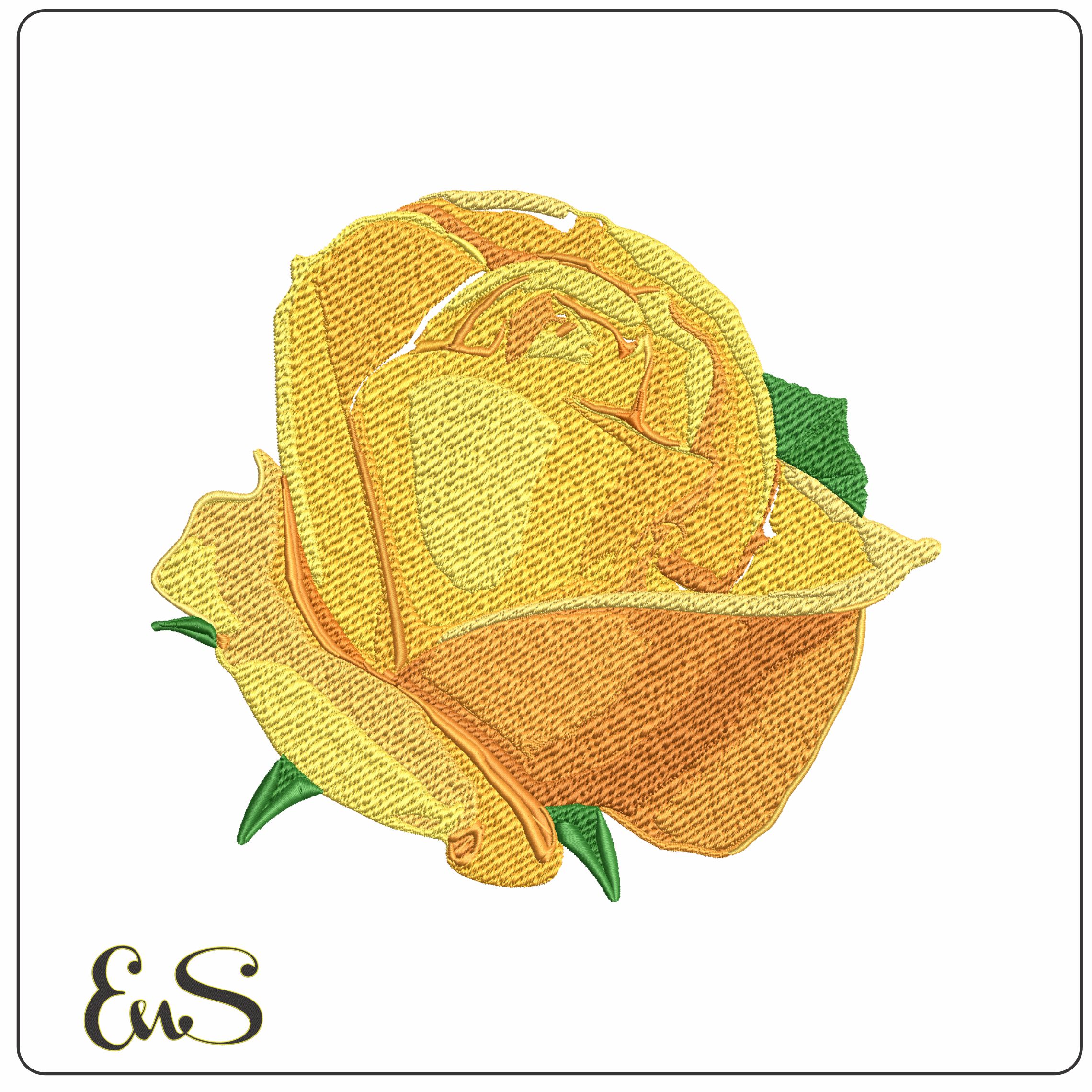 Single Bud Rose  - Elegant embroidery design file - instant download