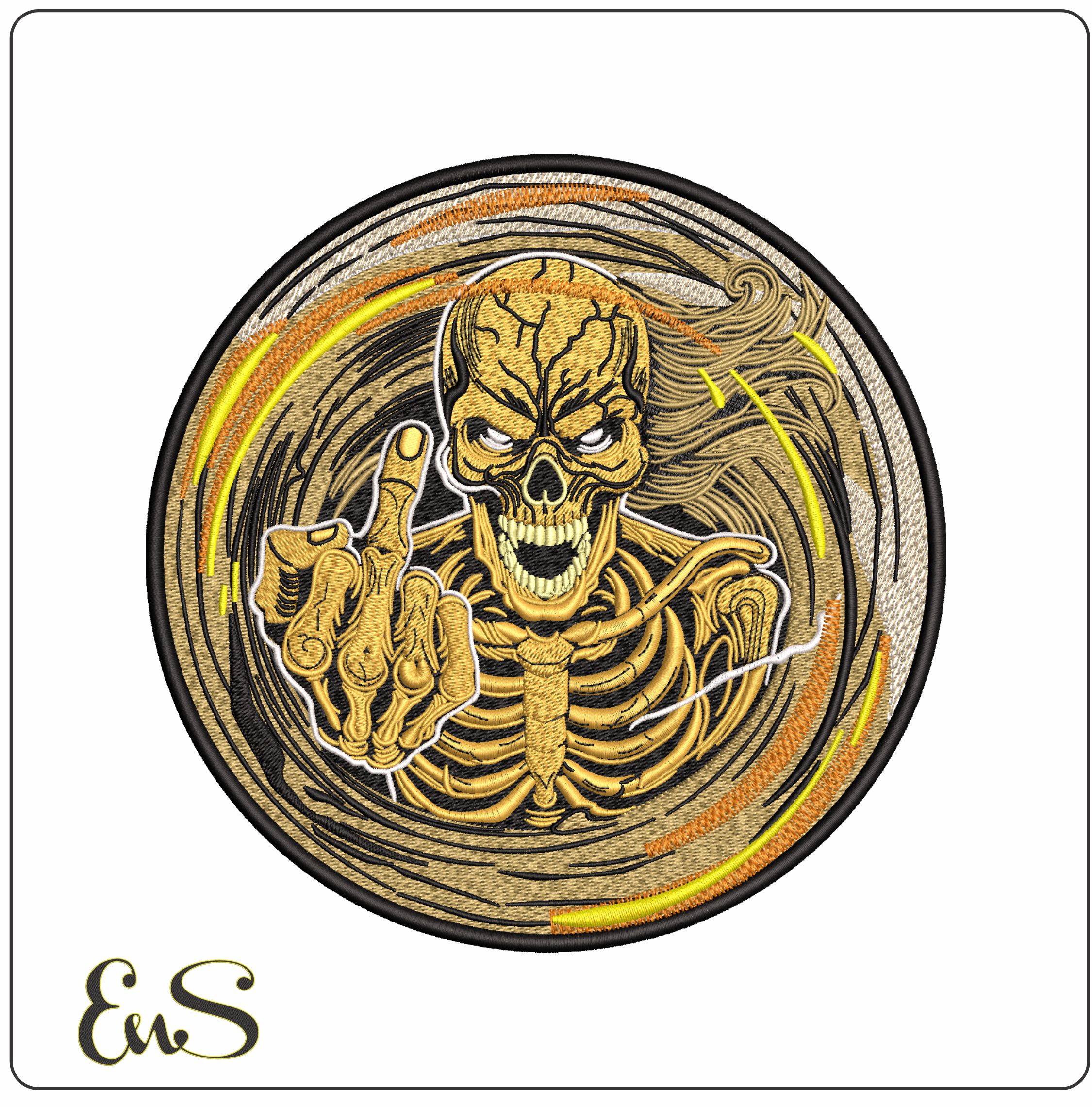 Skeleton giving Finger - Elegant embroidery design file - instant download