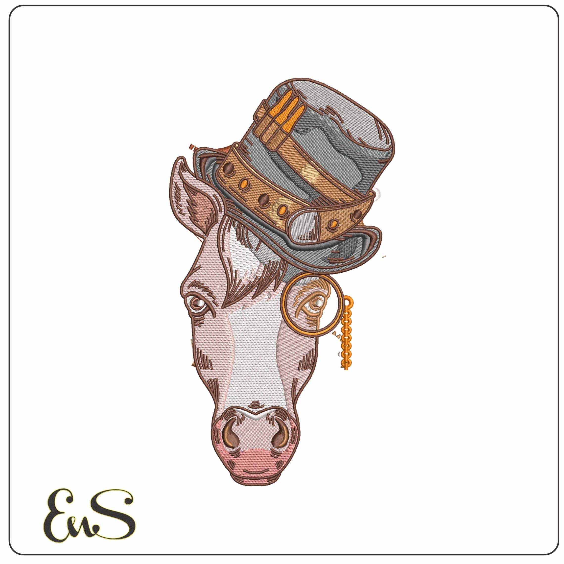 Steam Punk Horse with Hat  - Elegant embroidery design file - instant download