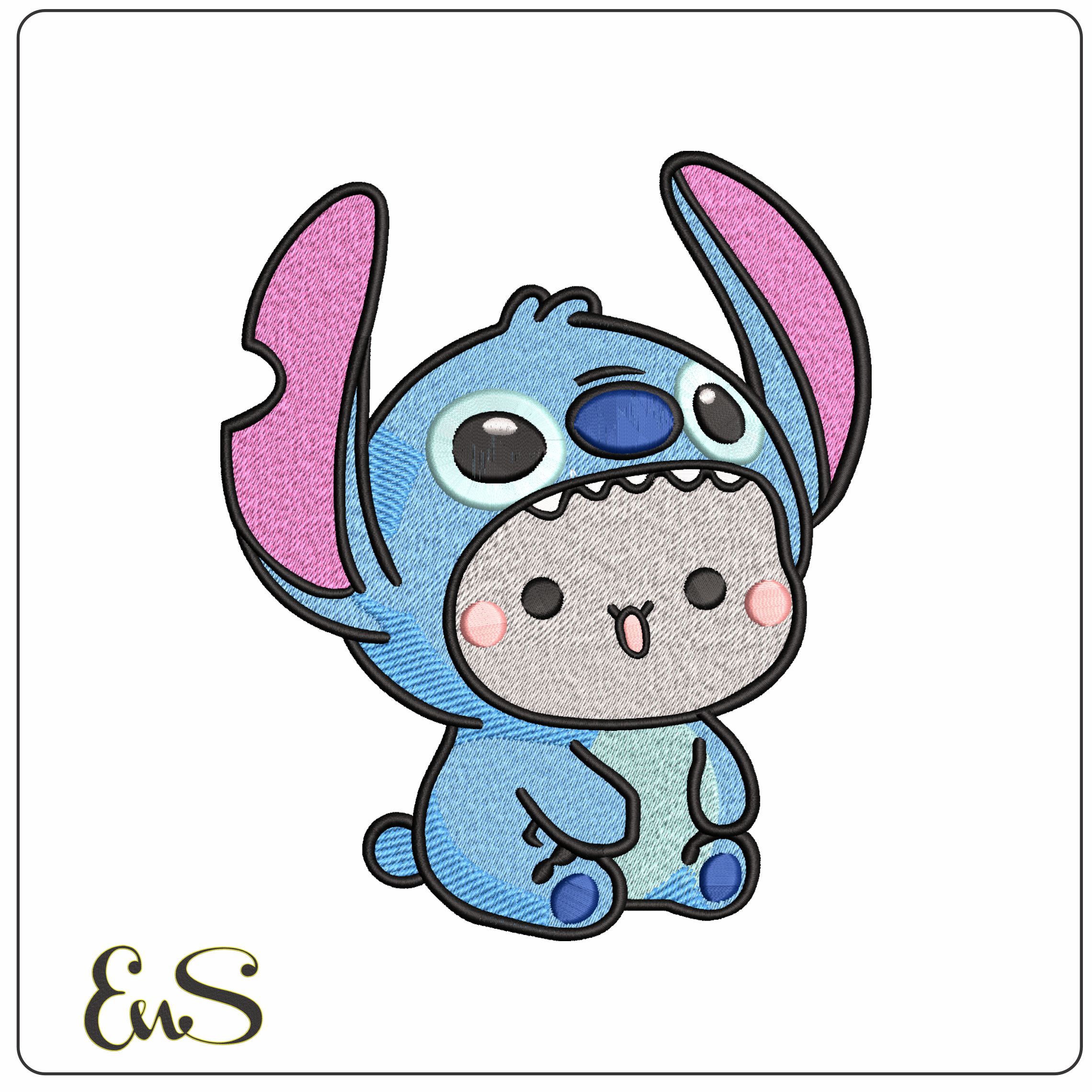 Stitch Chibi Lilo and Stitch - Elegant embroidery design file - instant download