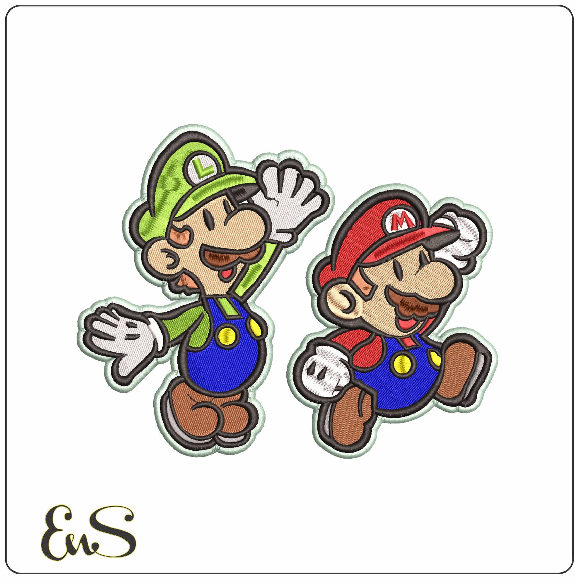 Super Mario and Luigi Leaping Super Mario Bros  - Elegant embroidery design file - instant download