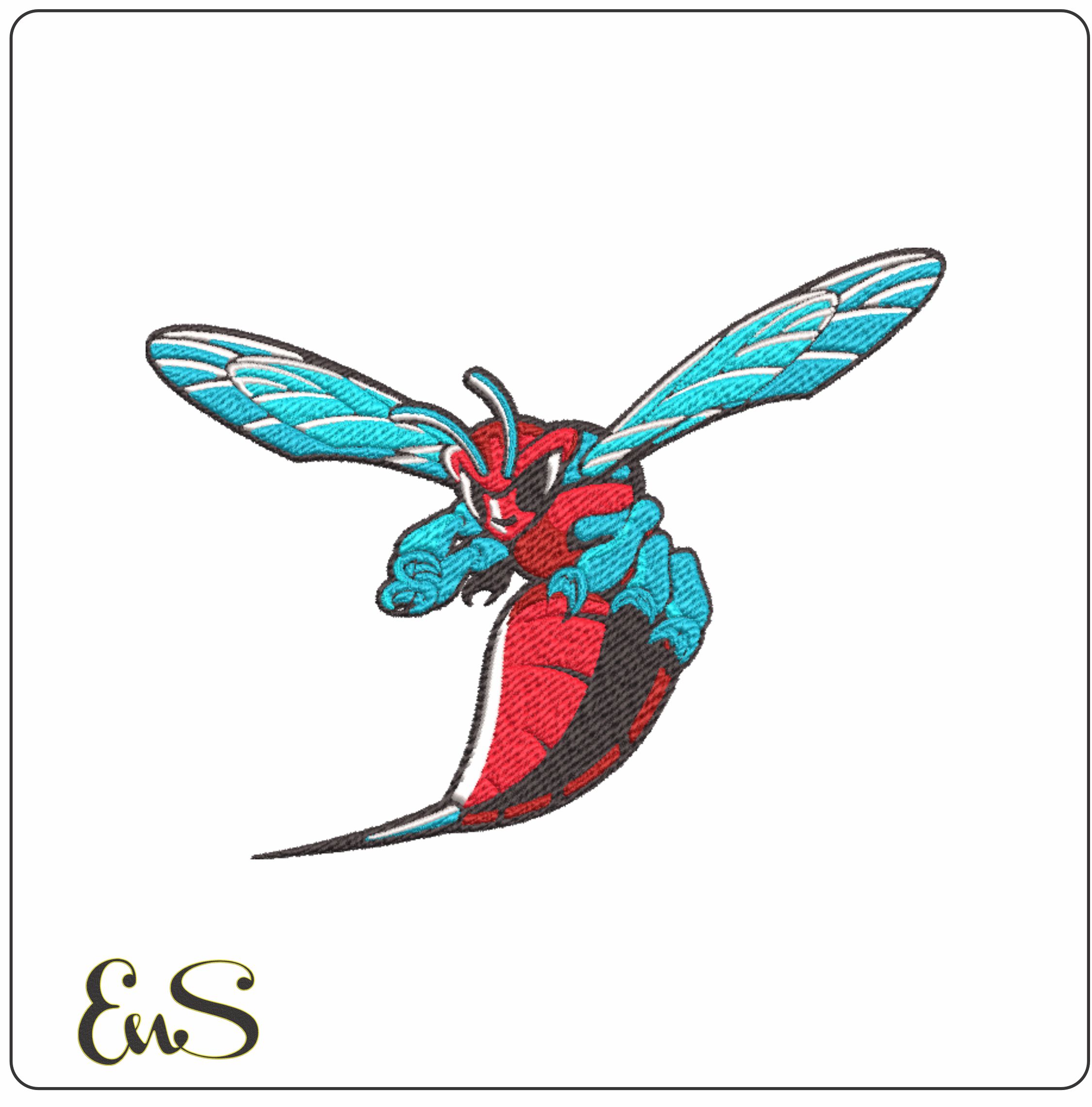 Delaware Blue Hornets embroidery design - Delaware State University, Dover Logo embroidery machine pattern embroidery file instant download