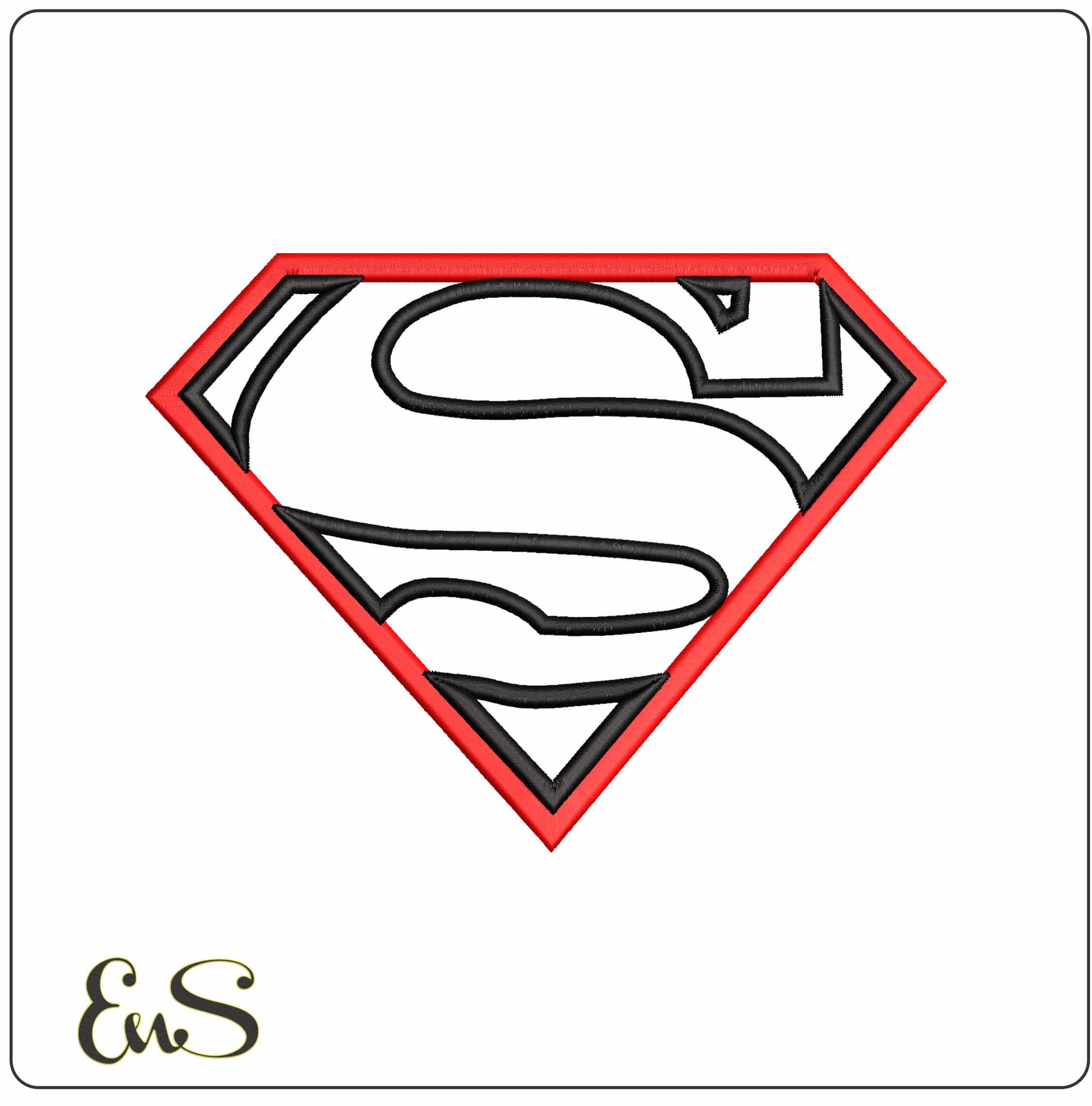 Superman Logo Outline DC Comics  - Elegant embroidery design file - instant download