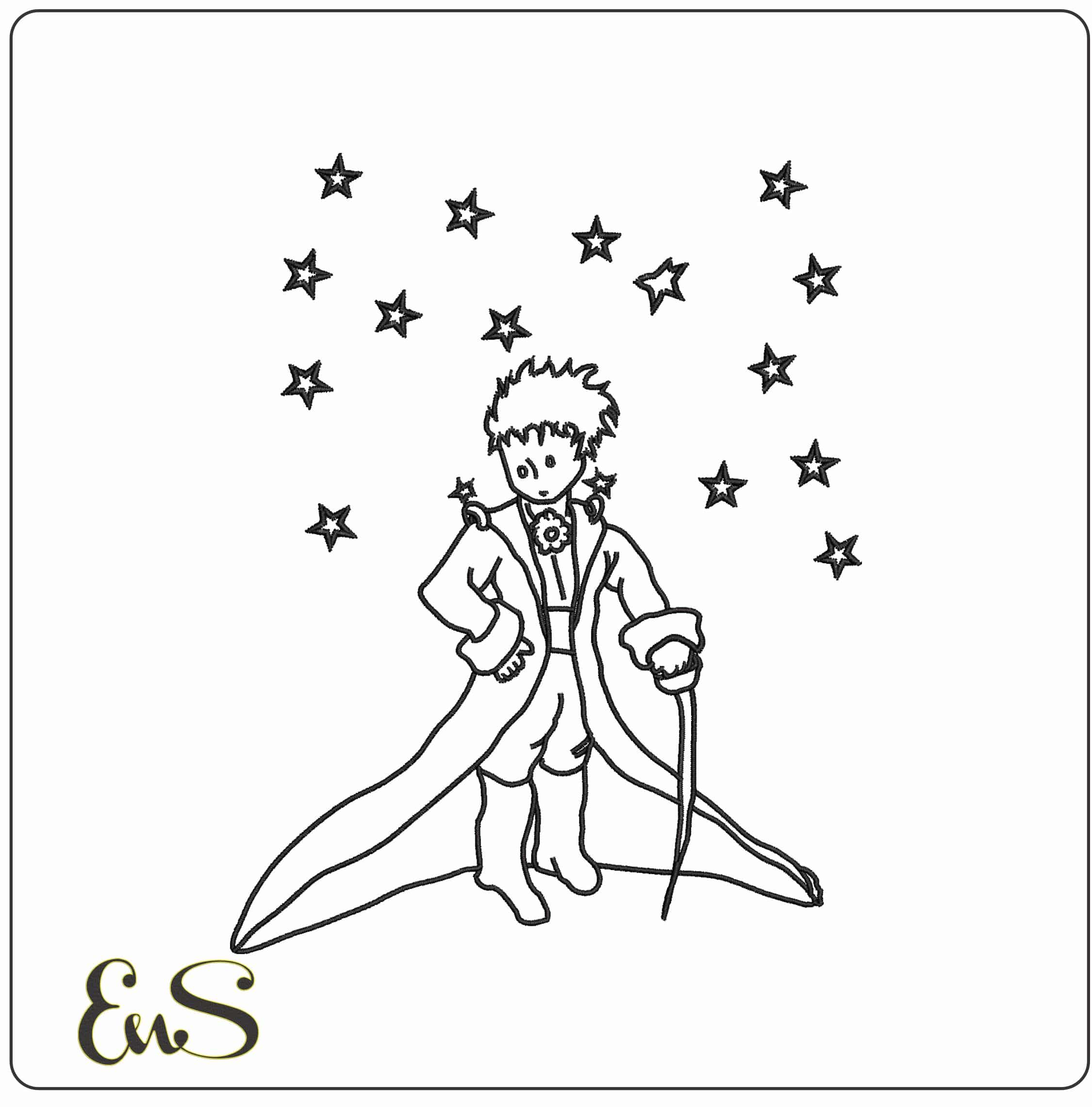 The Little Prince line Art - Elegant embroidery design file - instant download
