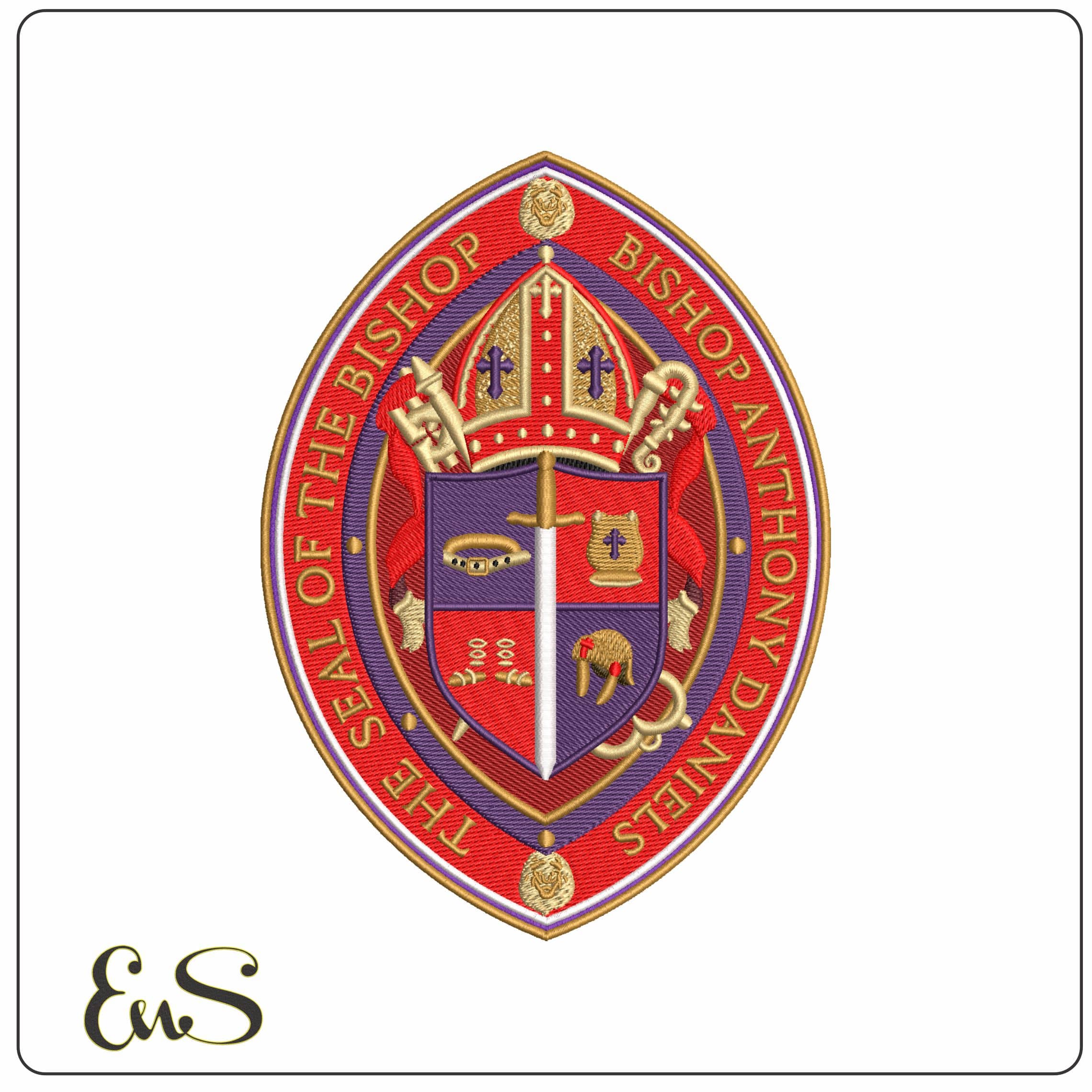 The Seal of the Bishop - Elegant embroidery design file - instant download
