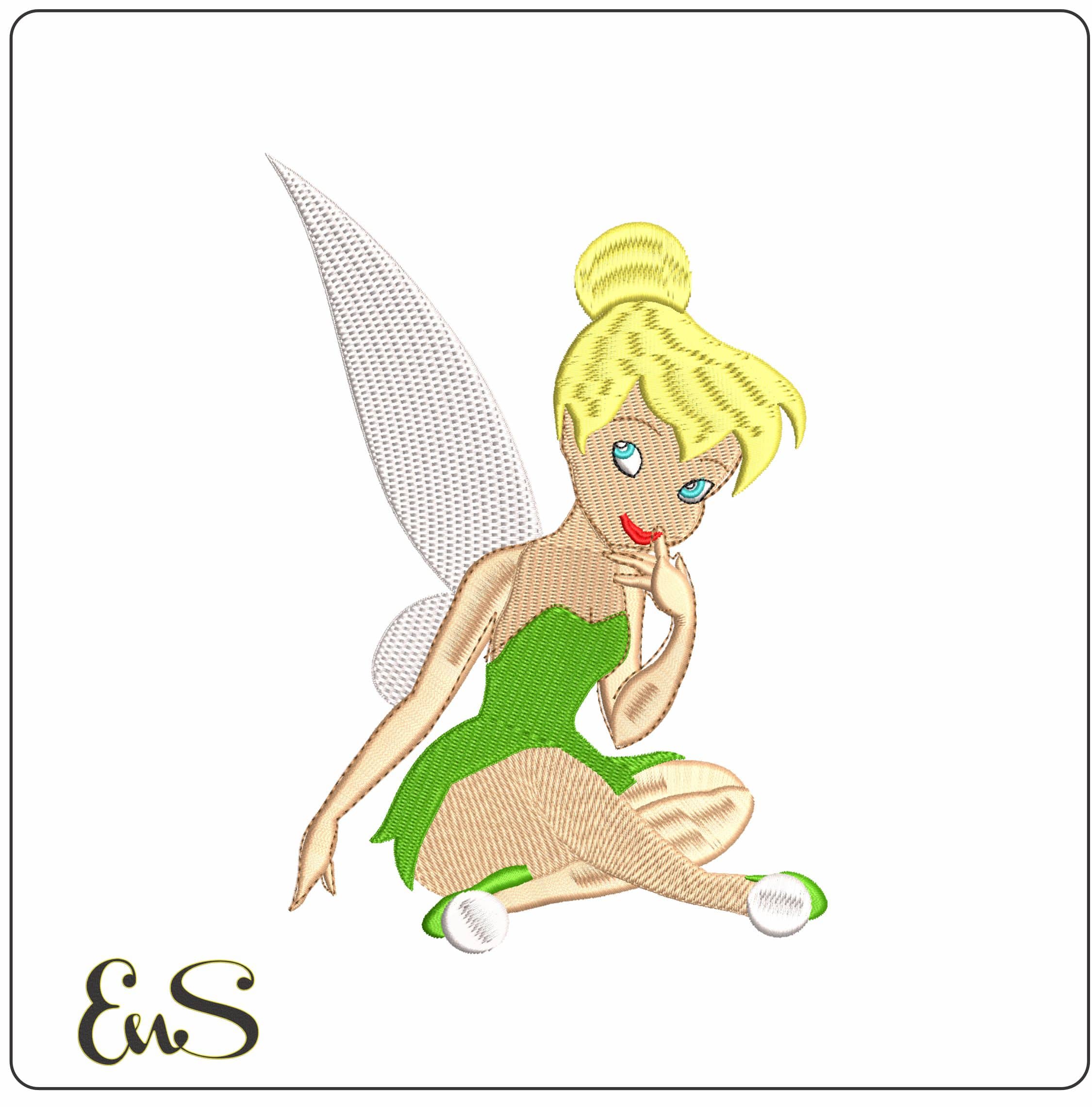 Tinker Bell Sitting Peter Pan Cartoon - Elegant embroidery design file - instant download