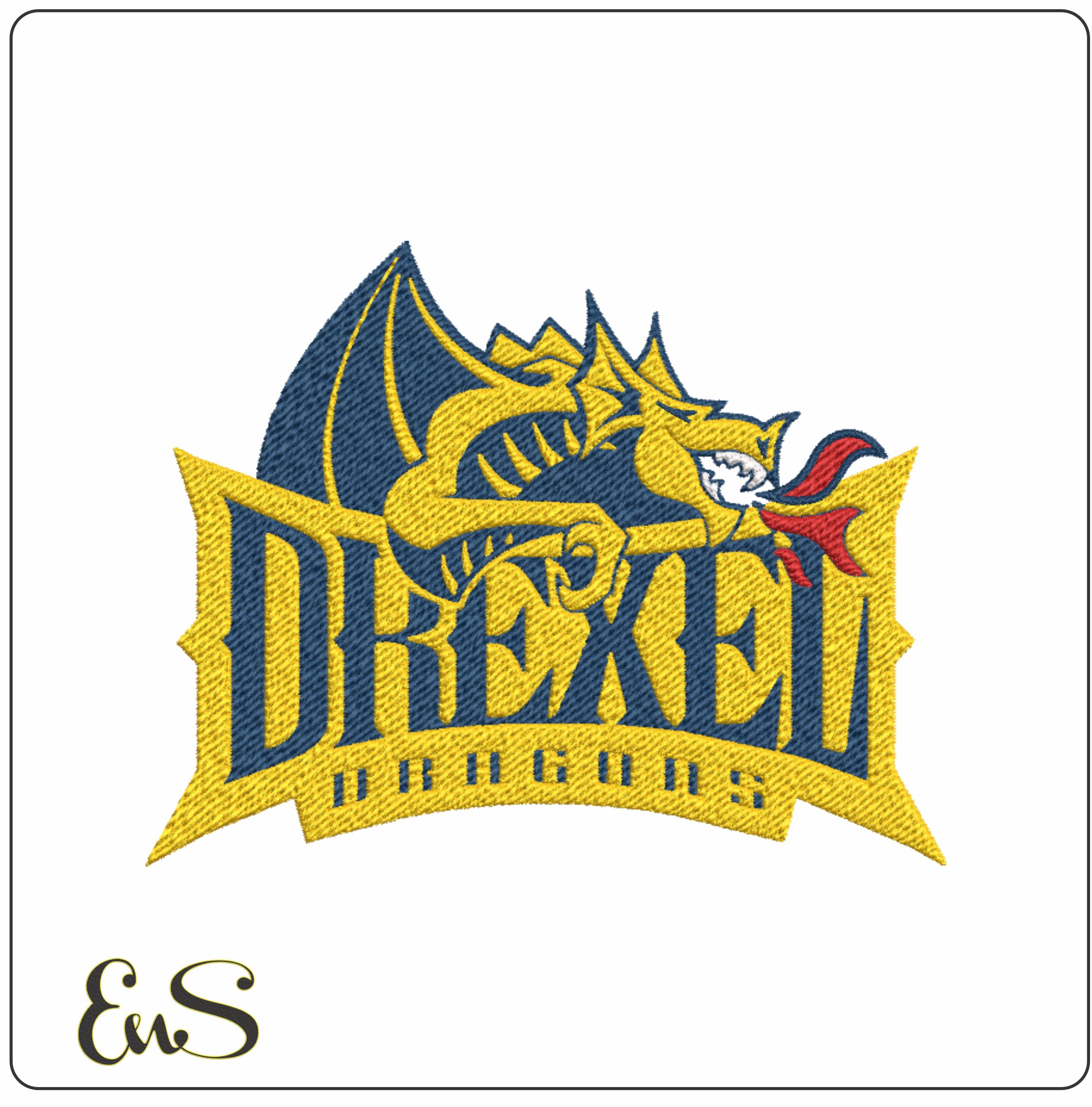 Drexel Dragons embroidery design - Drexel University, Philadelphia Logo embroidery machine pattern embroidery file - instant download