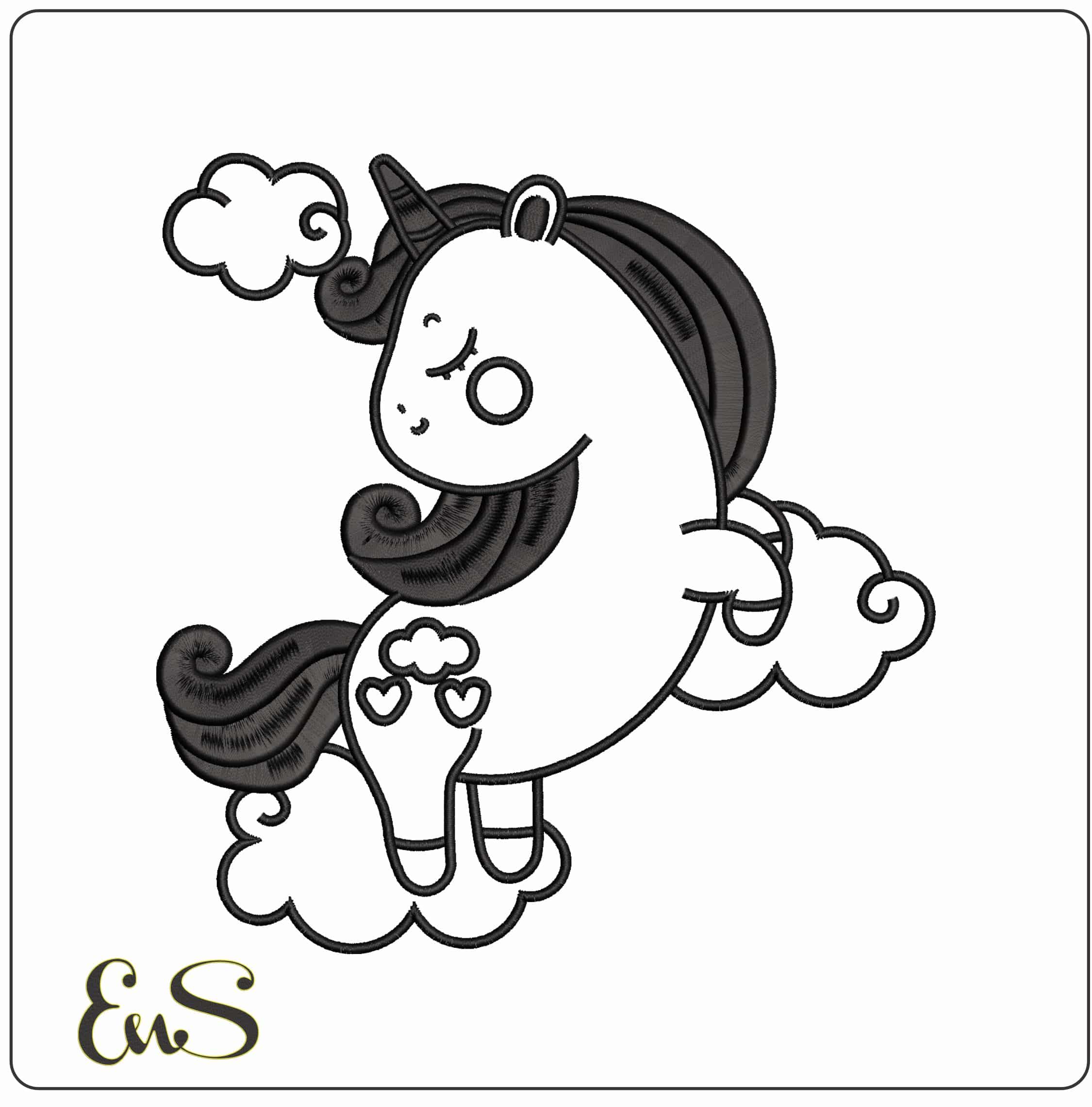 Unicorn Line art - Elegant embroidery design file - instant download
