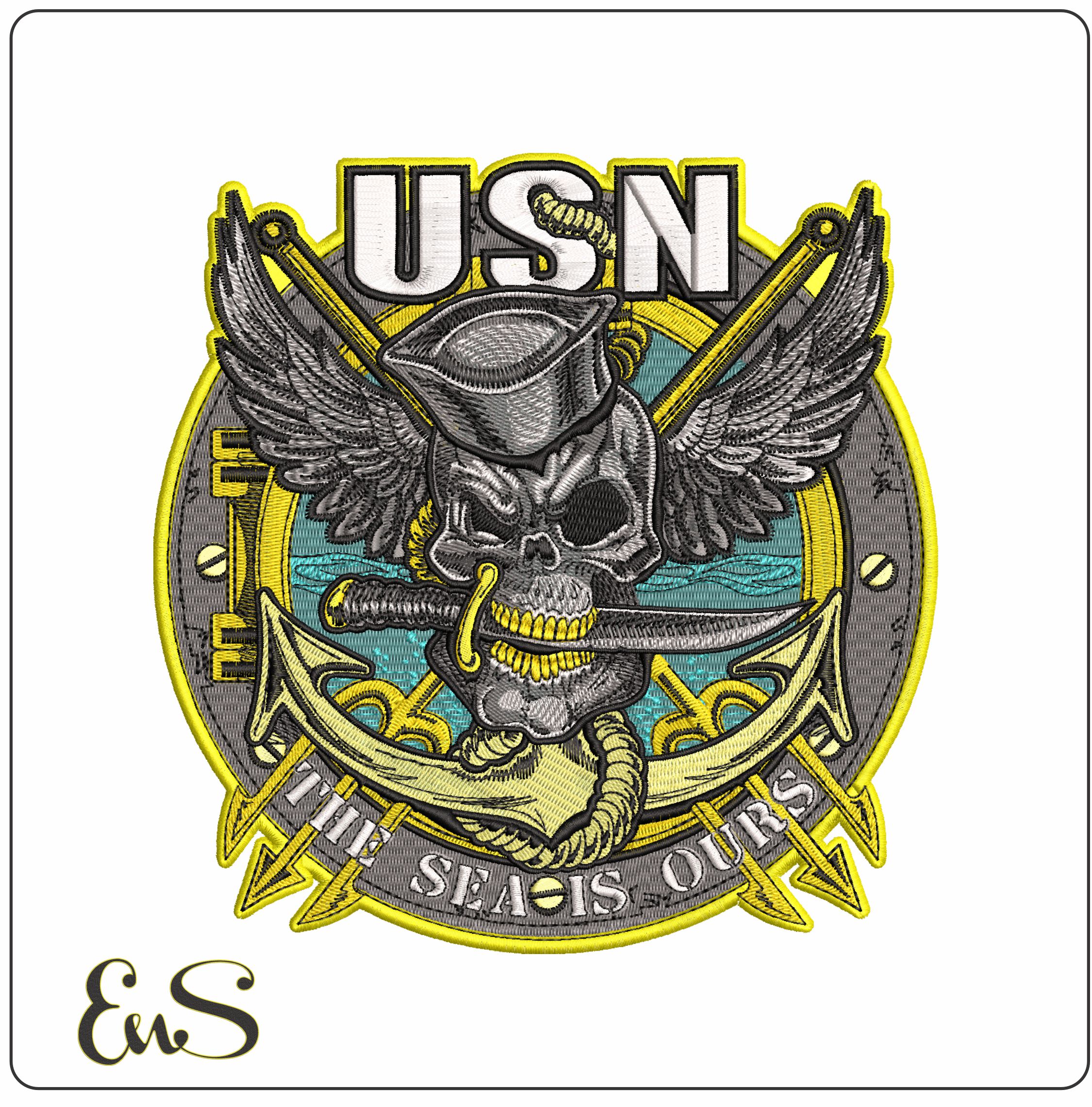 United States Navy Sea is Ours - Elegant embroidery design file - instant download