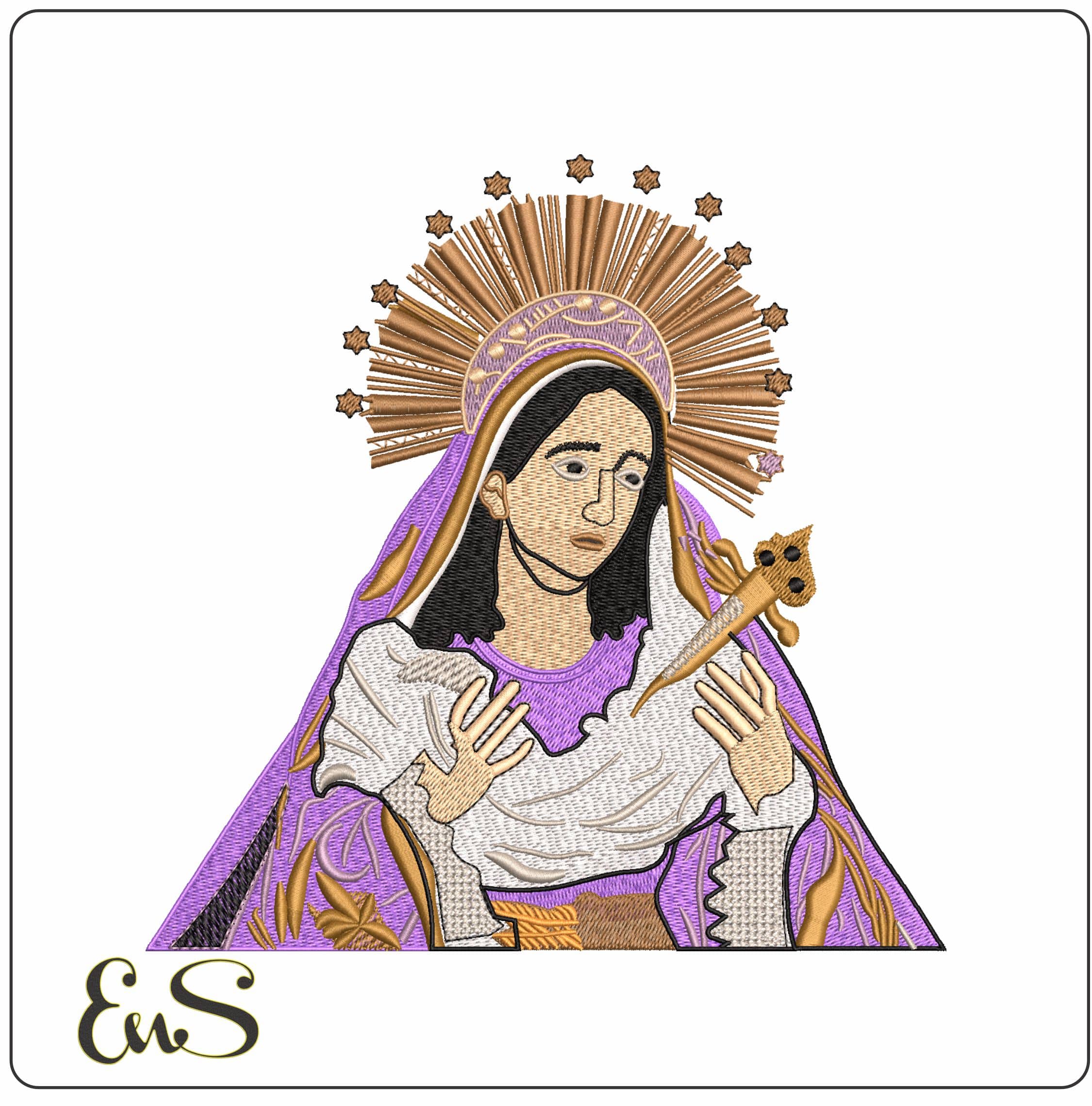 Virgin Mary - Elegant embroidery design file - instant download