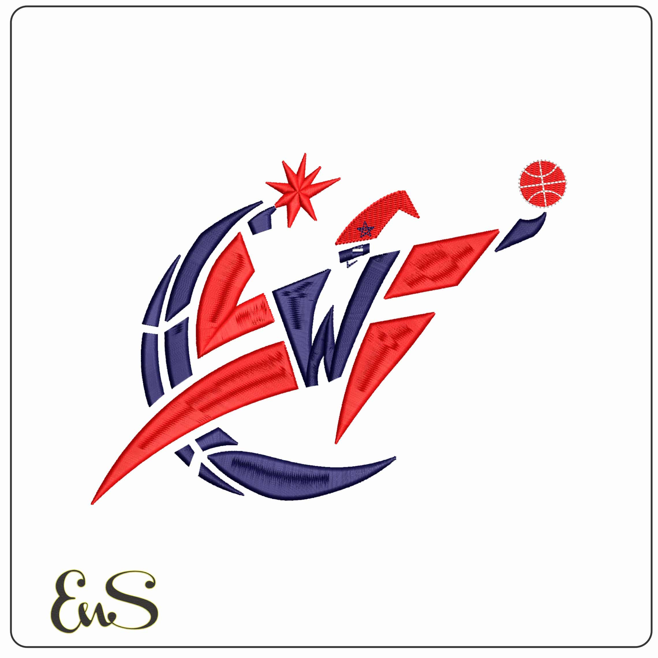 Washington Wizards - Elegant embroidery design file - instant download