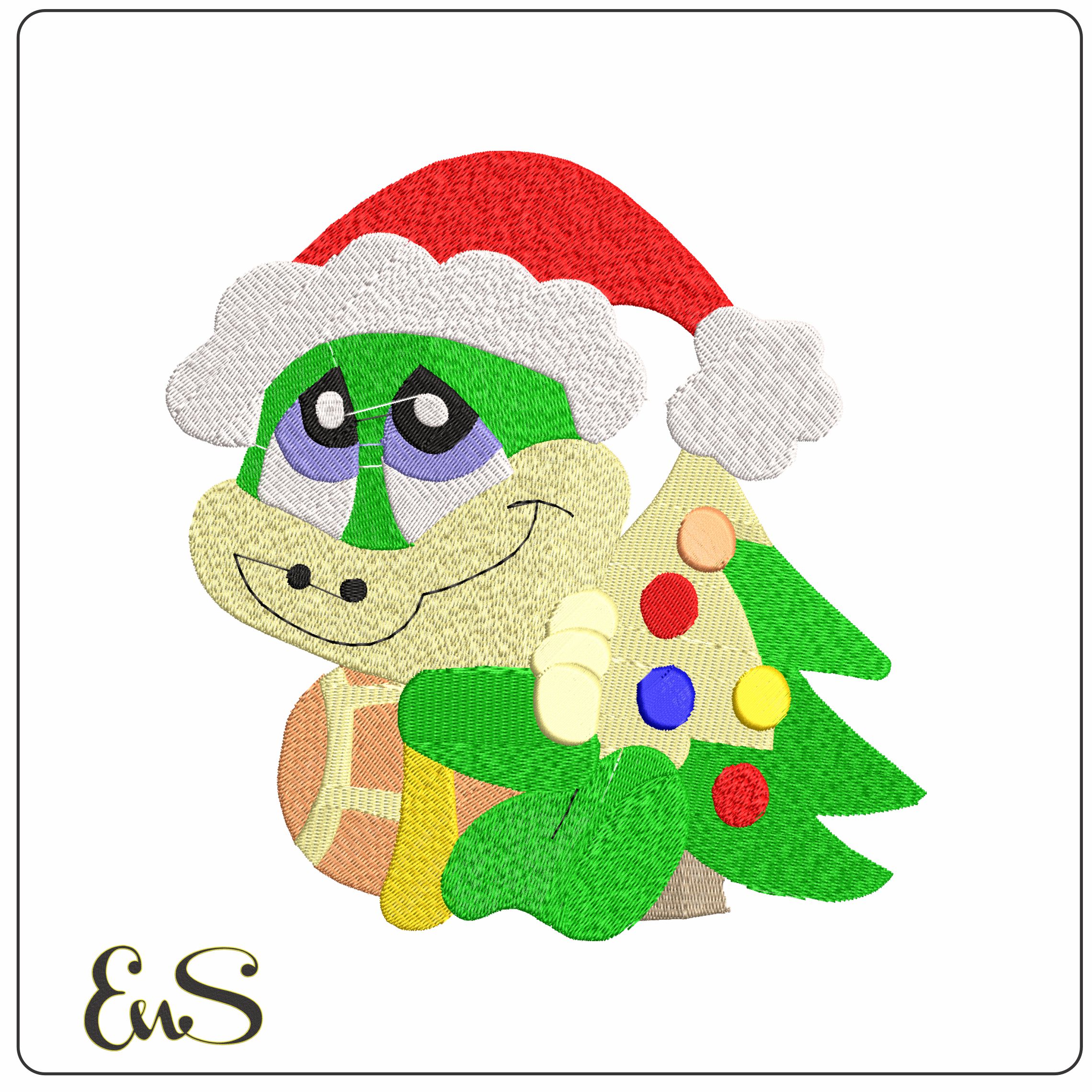 xmas reptile5 - Elegant embroidery design file - instant download