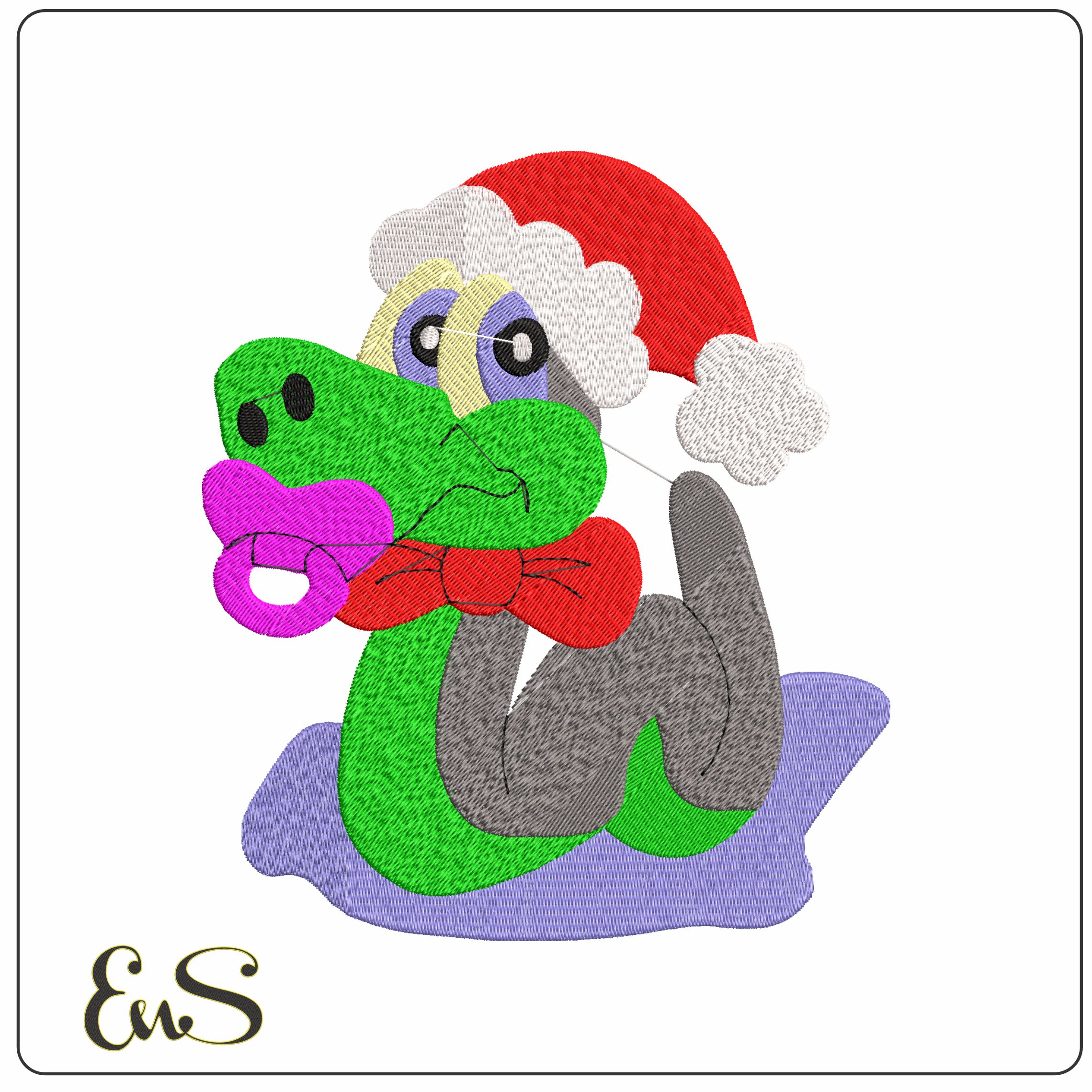 xmas reptile9 - Elegant embroidery design file - instant download