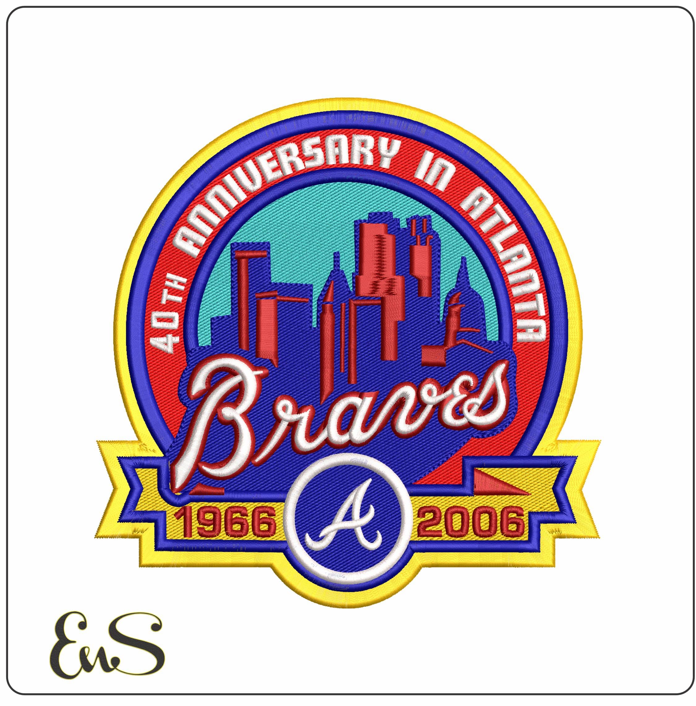 40th Annivarsary Atlanta Braves MLB  - Elegant embroidery design file - instant download