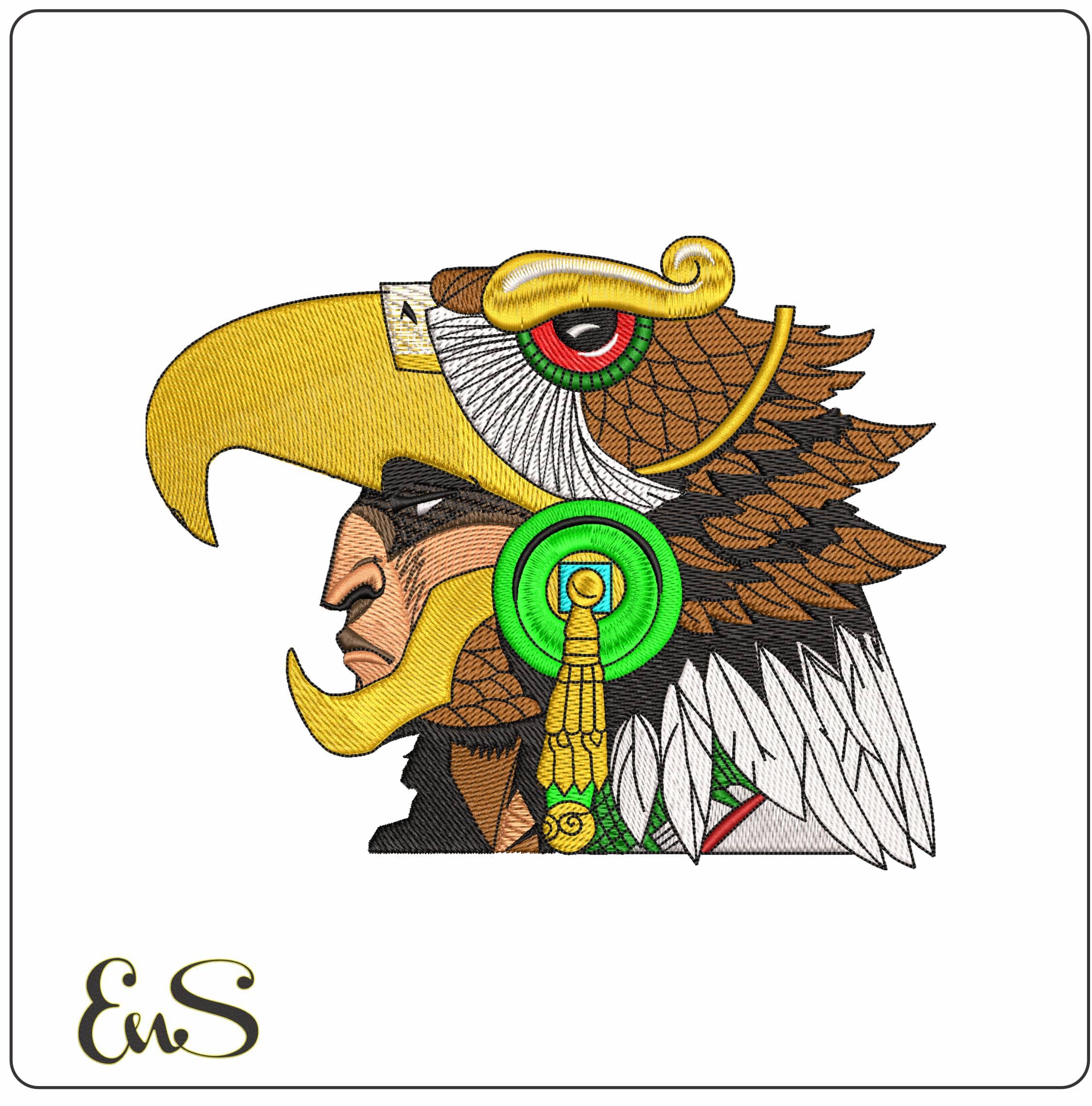 Aztec Eagle Wariror Cuauhpipiltin Country - Elegant embroidery design file - instant download