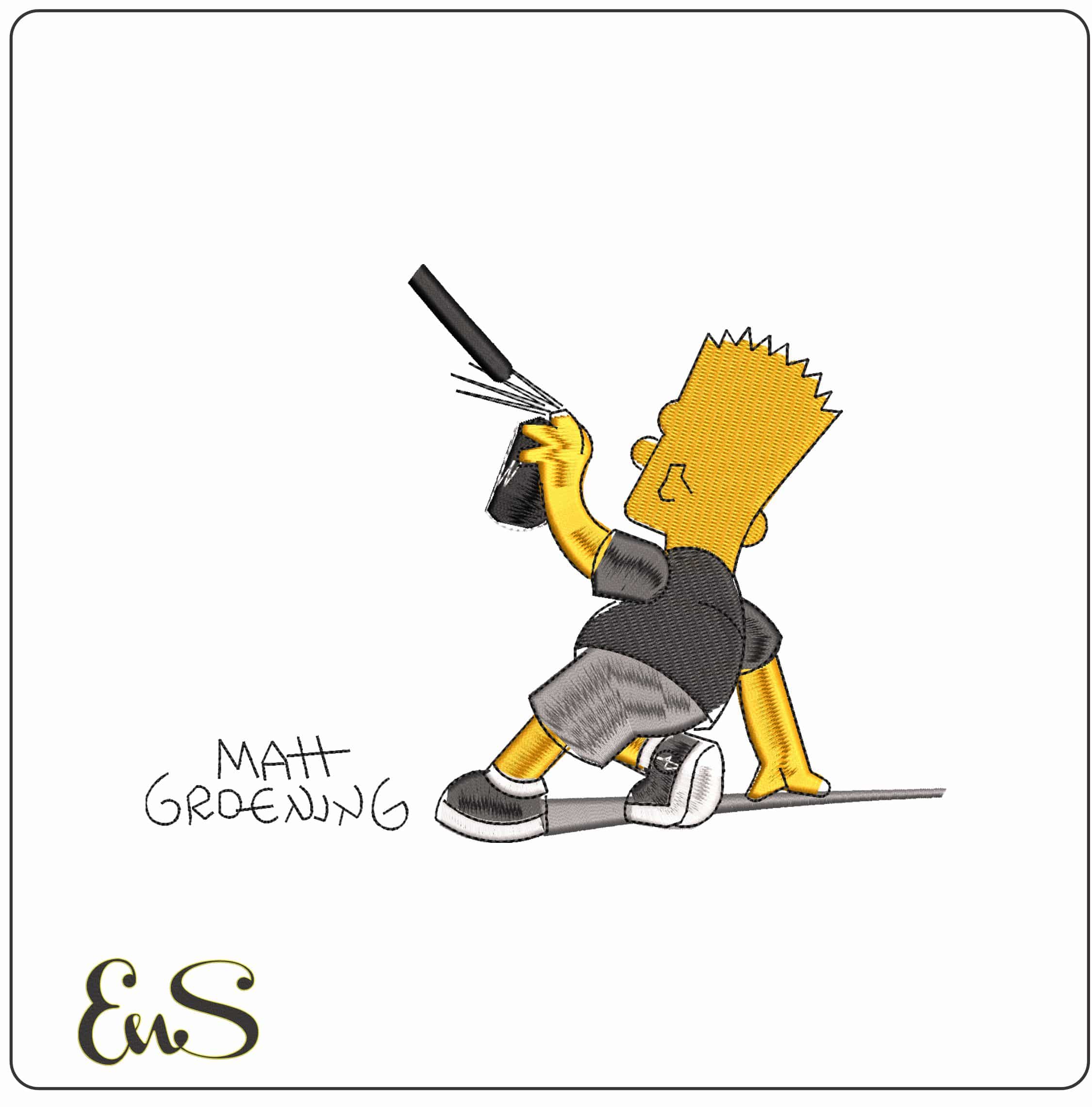 Bart Simpson Spray The Simspons - Elegant embroidery design file - instant download