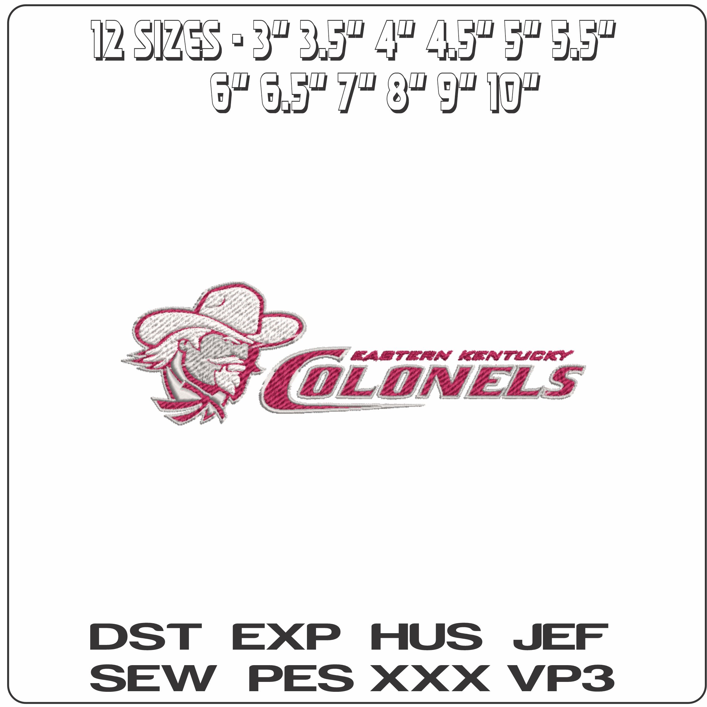 Eastern Kentucky Colonels embroidery design - Eastern Kentucky University EKU embroidery machine pattern embroidery file instant download