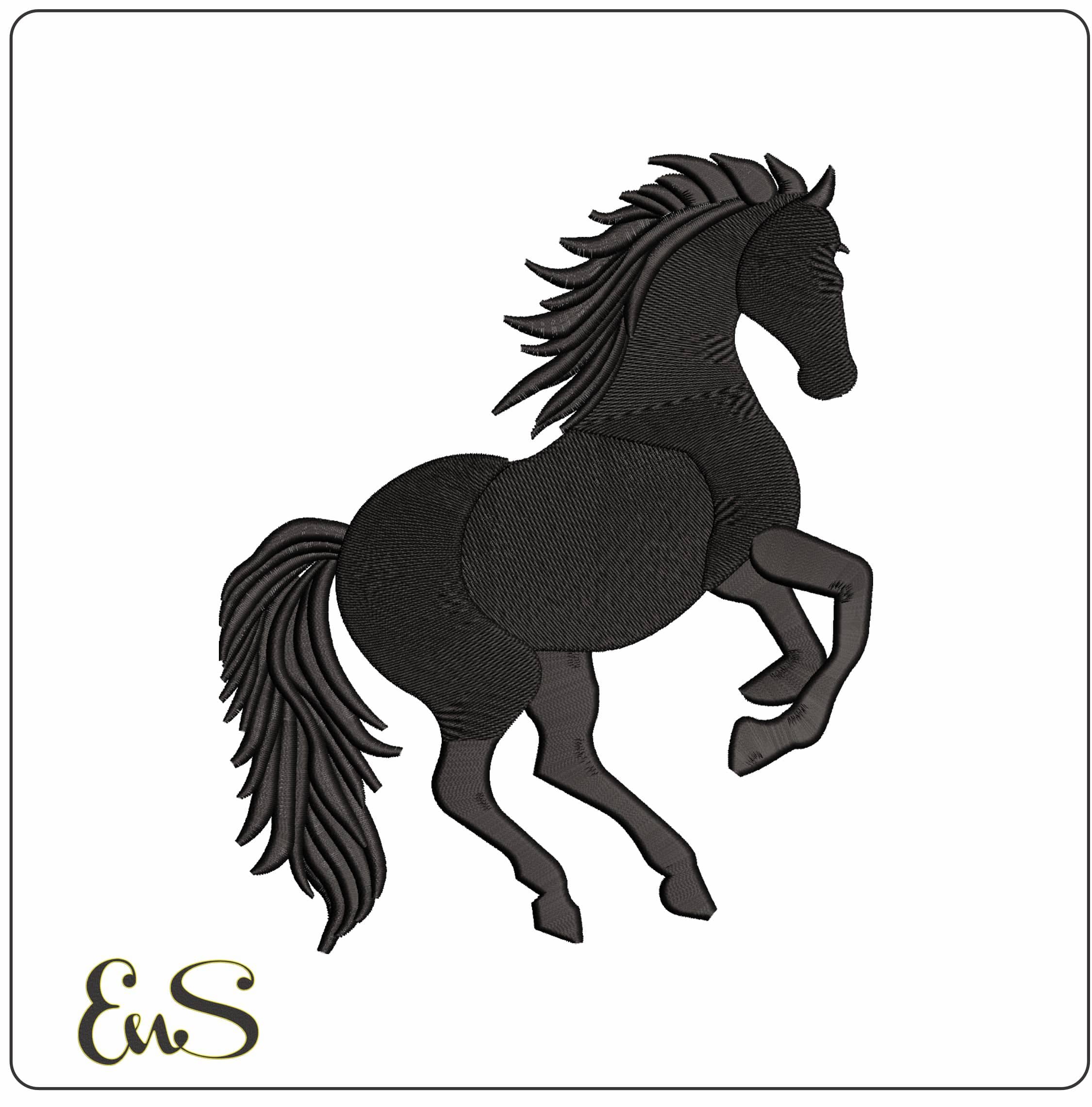 Black horse jumping    - Elegant embroidery design file - instant download