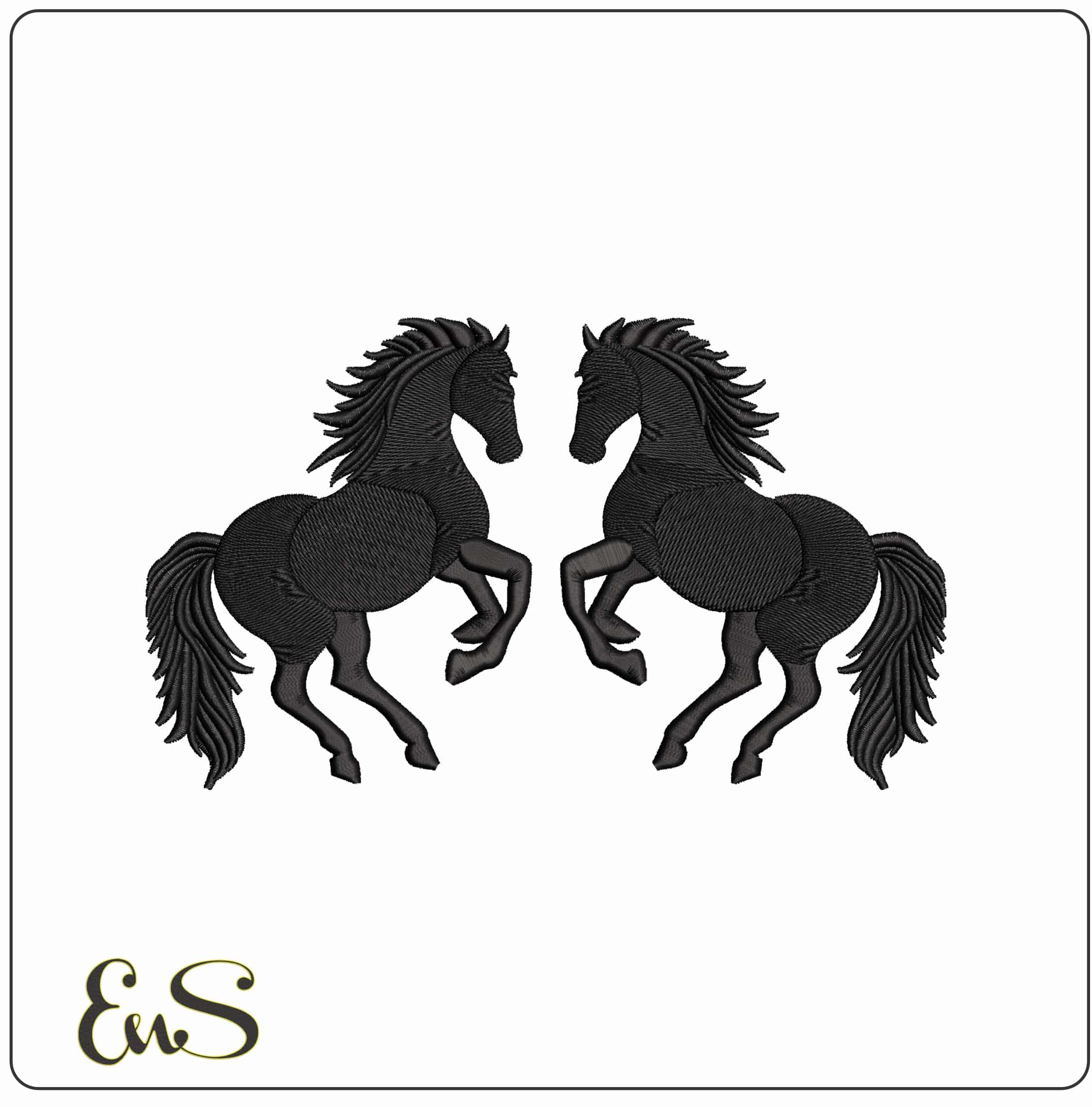 Black horses    - Elegant embroidery design file - instant download