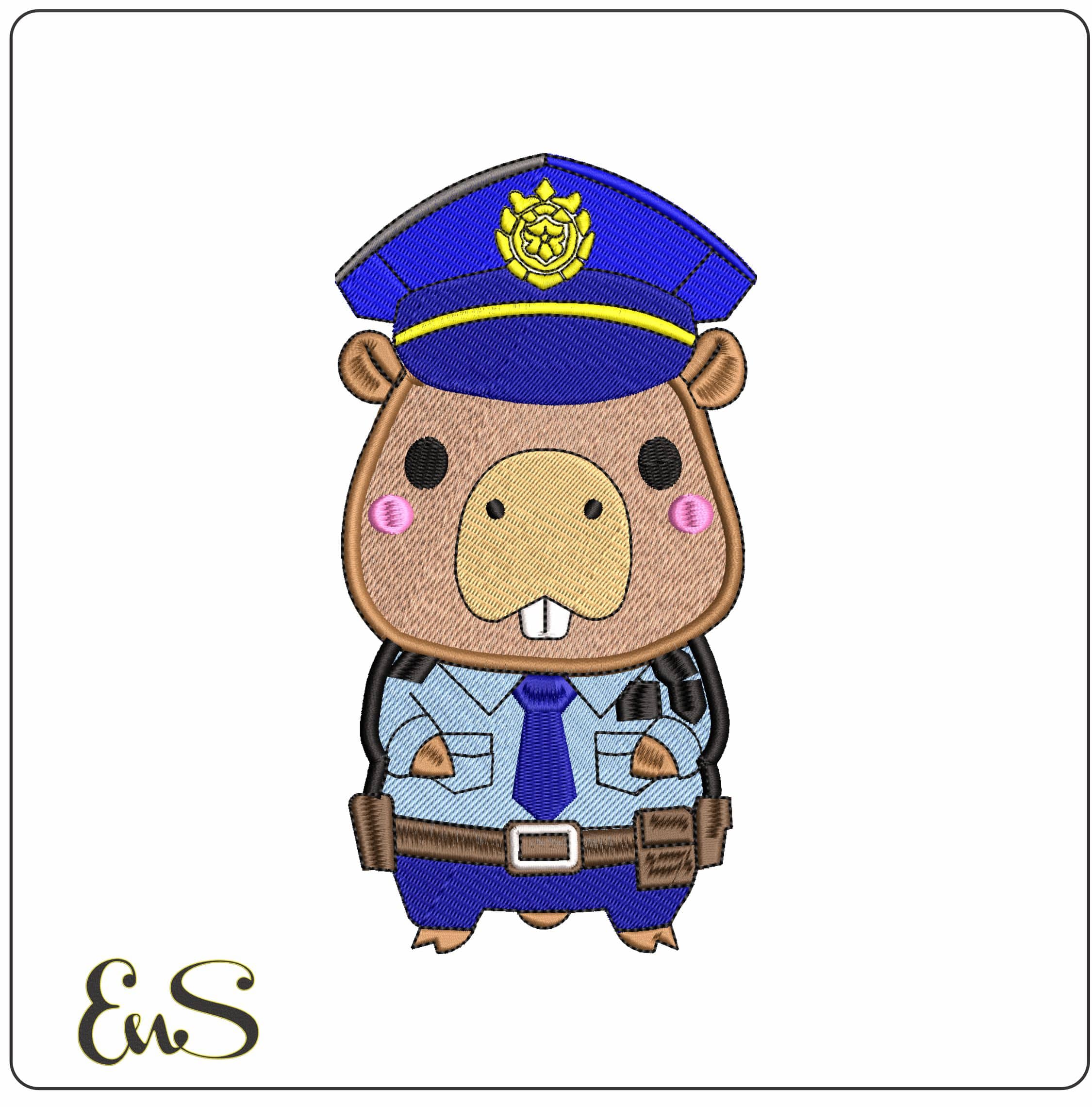Capi Police - Elegant embroidery design file - instant download