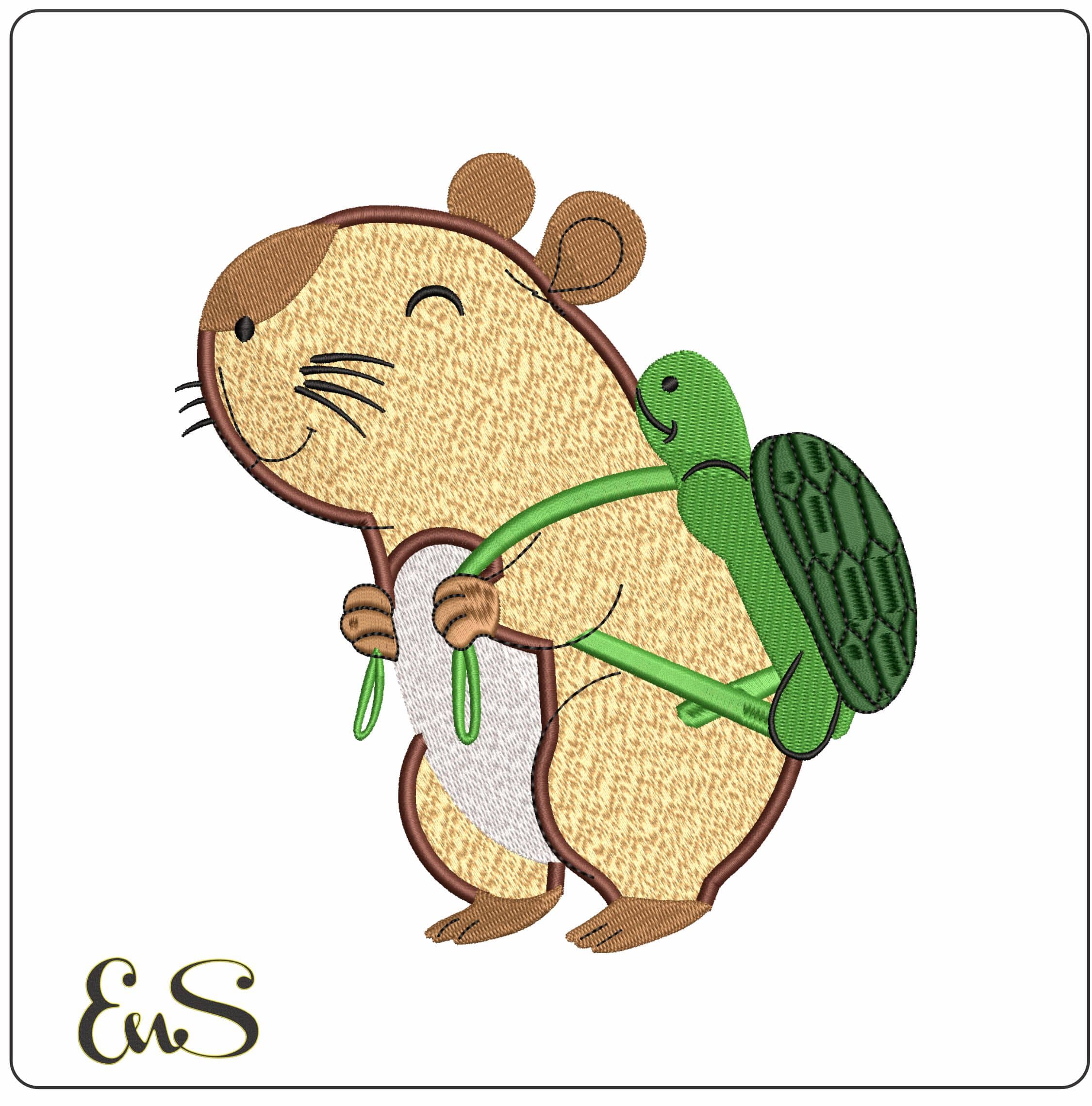 Capibara With Rucksack - Elegant embroidery design file - instant download