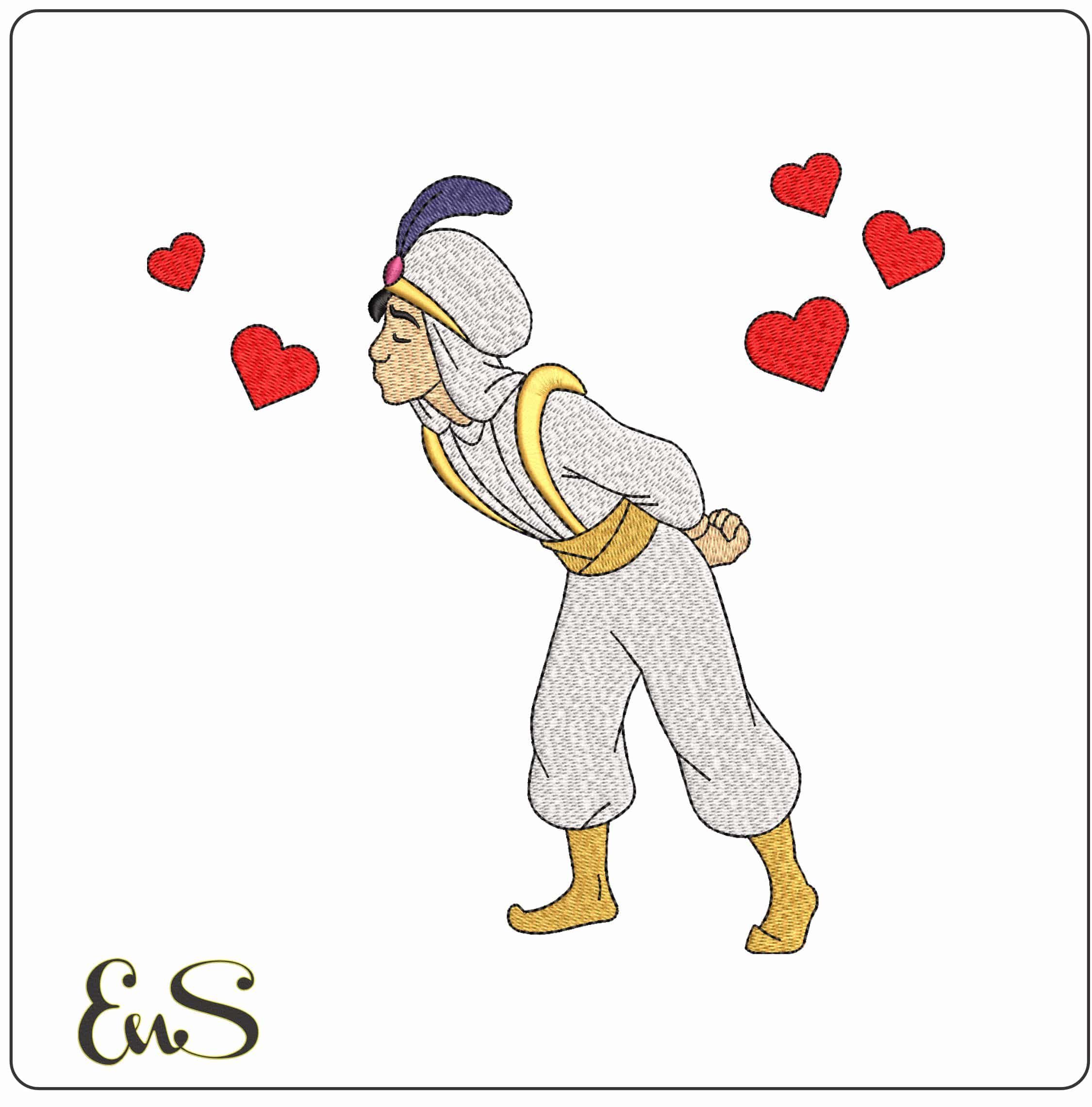 Aladin Kiss - Elegant embroidery design file - instant download