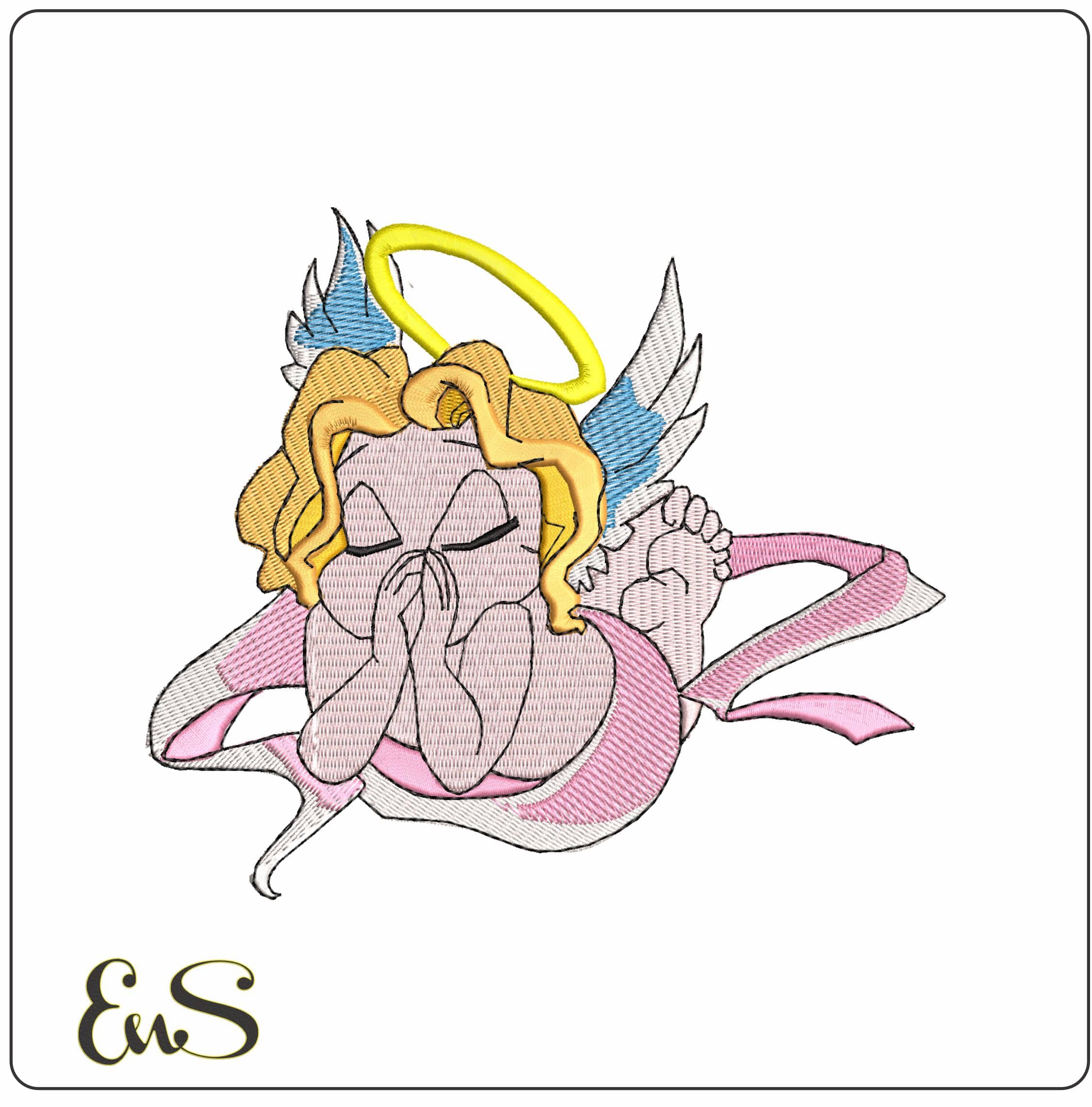 Angel Praying - Elegant embroidery design file - instant download