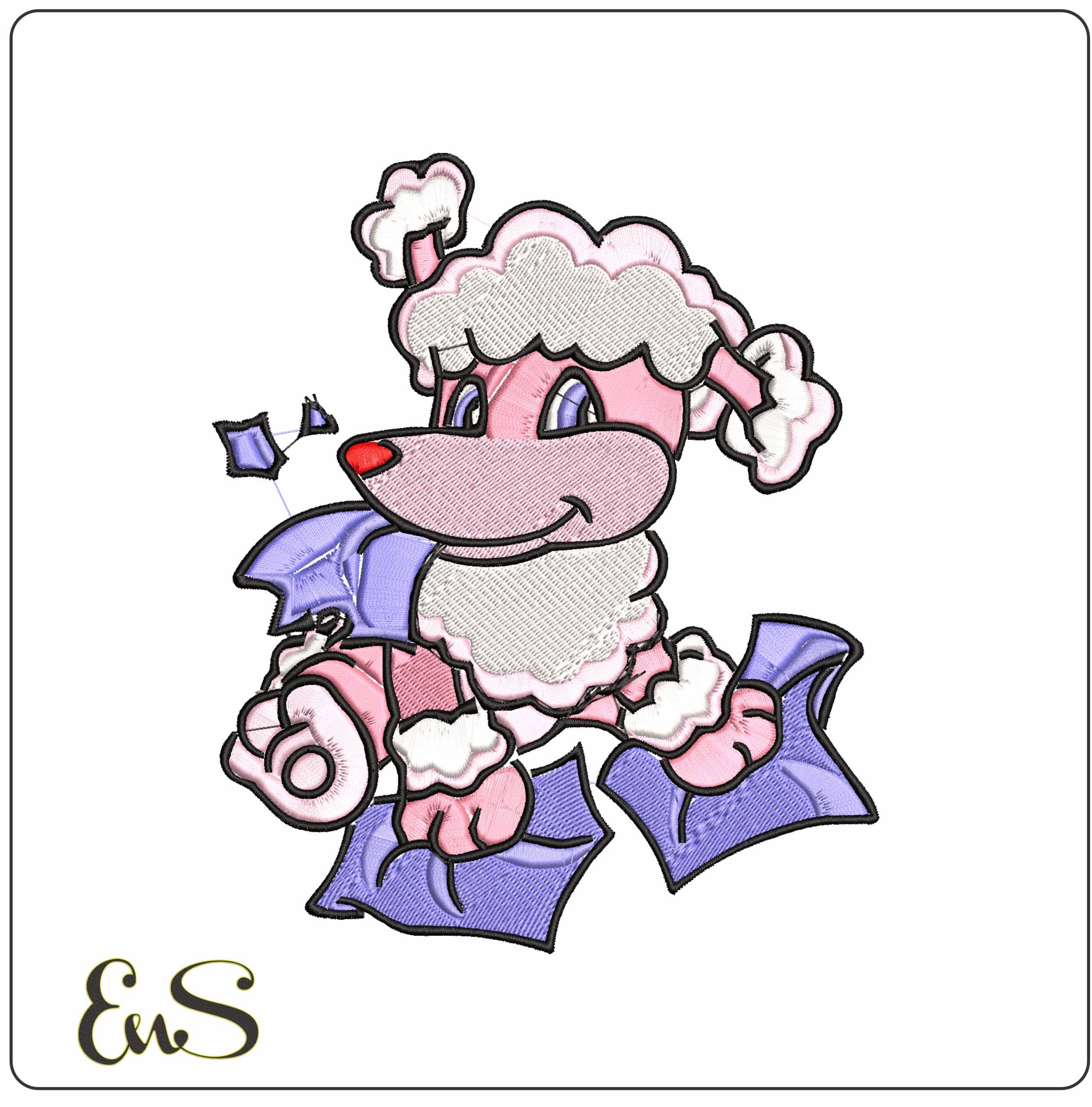 Bad Dog Poodle   - Elegant embroidery design file - instant download