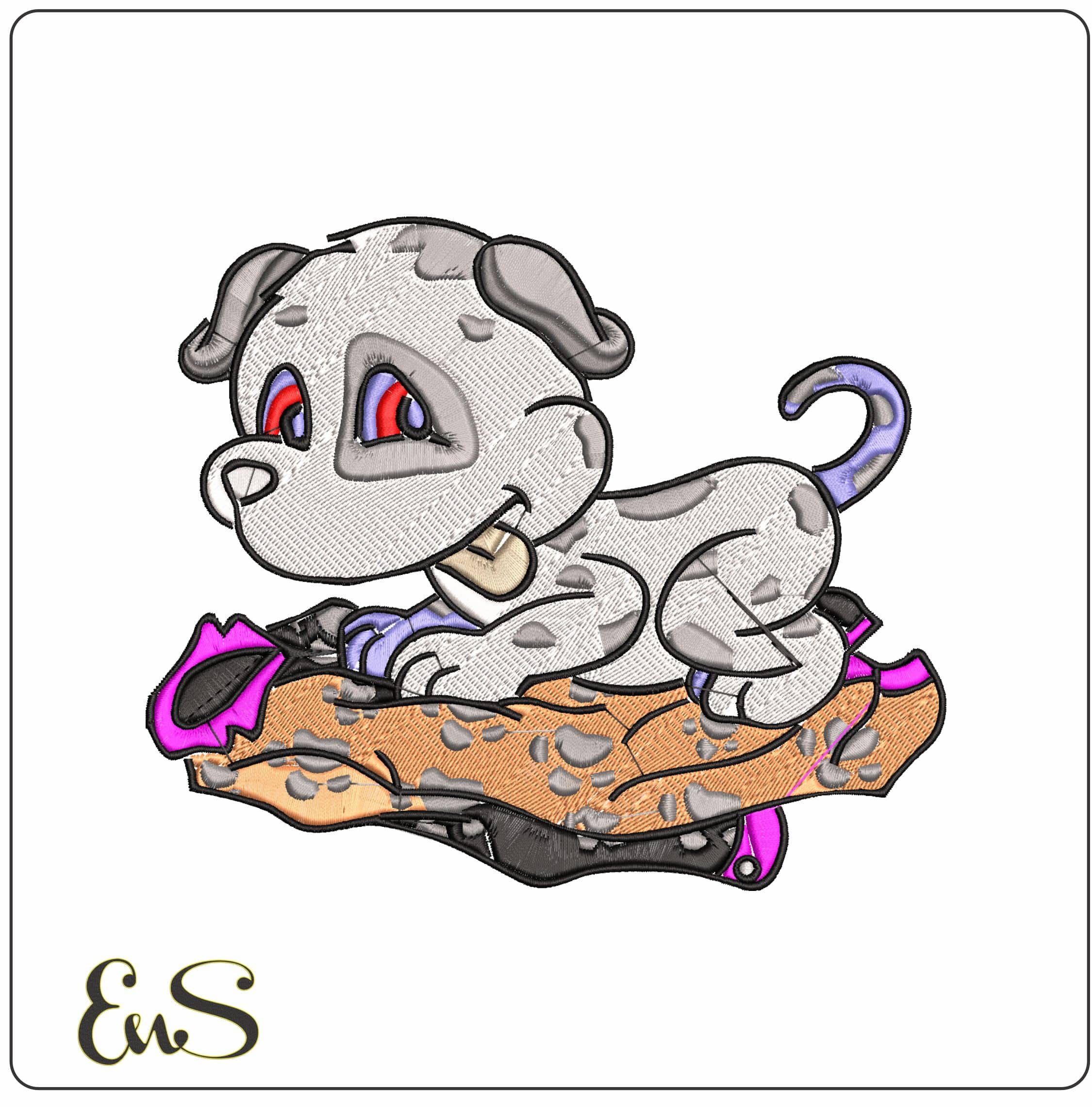 Bad Dog PoodleDalmation   - Elegant embroidery design file - instant download