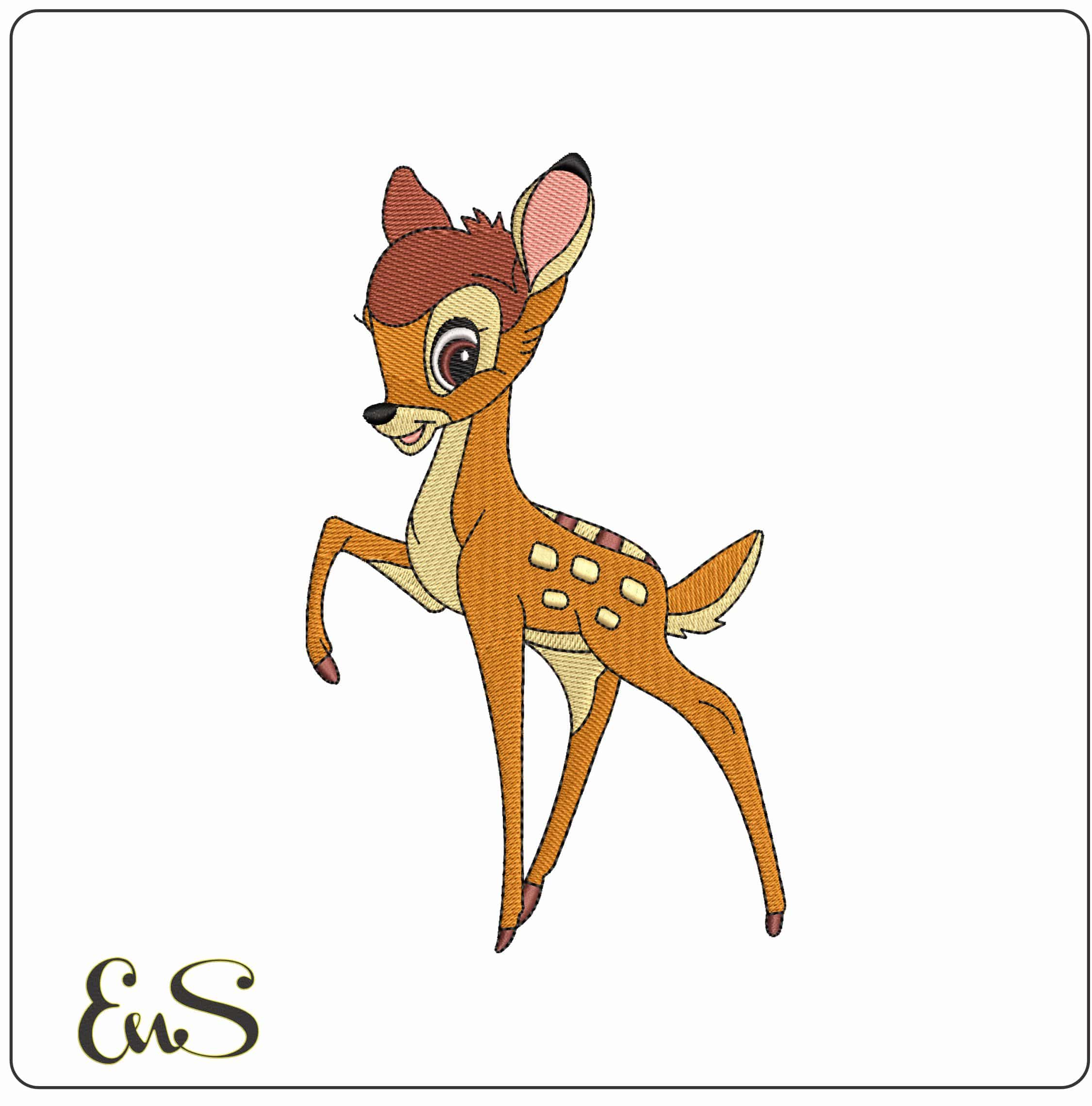 Bambi trotting Disney - Elegant embroidery design file - instant download