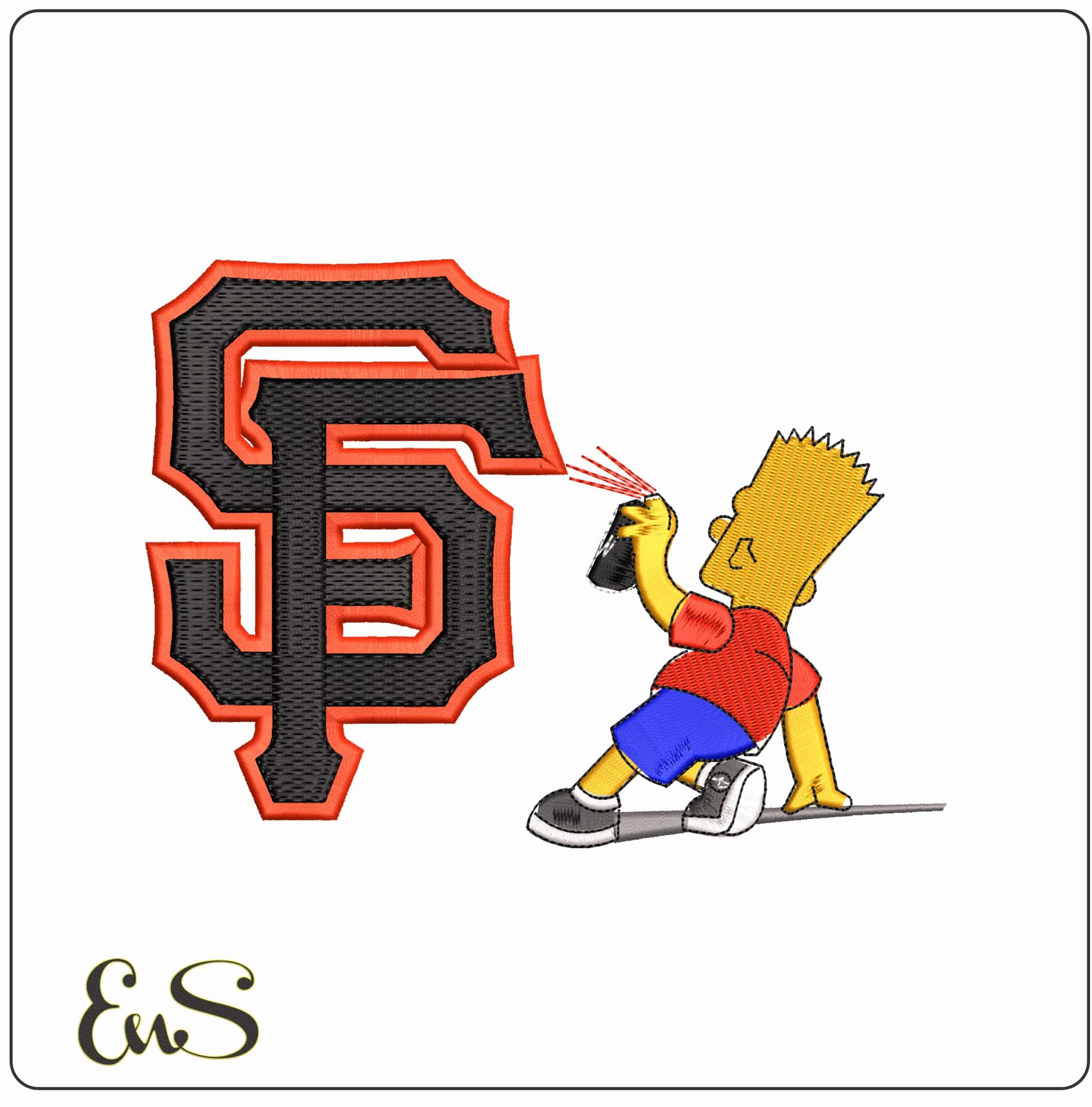 Bart Simpson Spray San Francisco Giants MLB   - Elegant embroidery design file - instant download