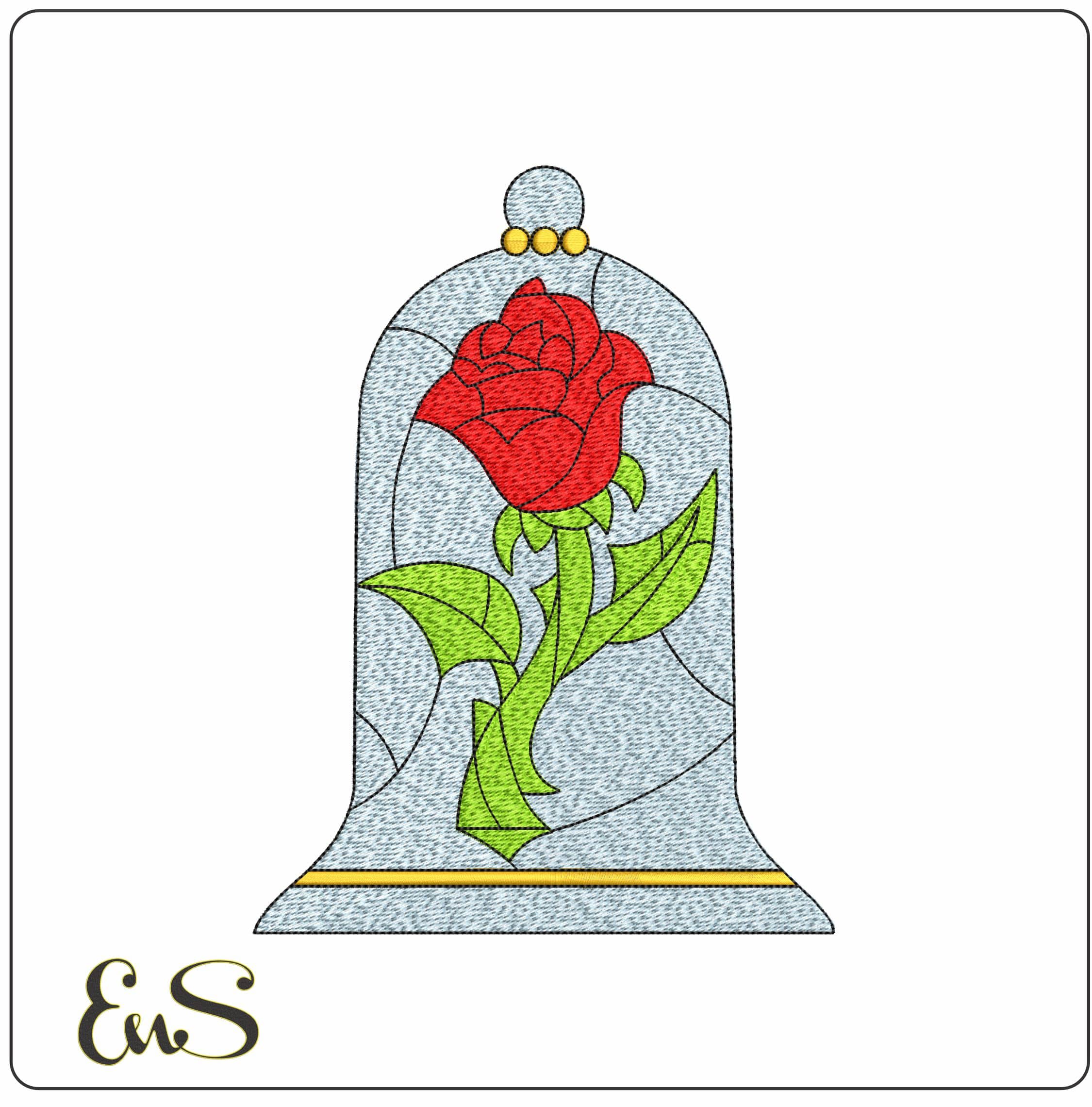 Beauty and Beast Flower Disney - Elegant embroidery design file - instant download