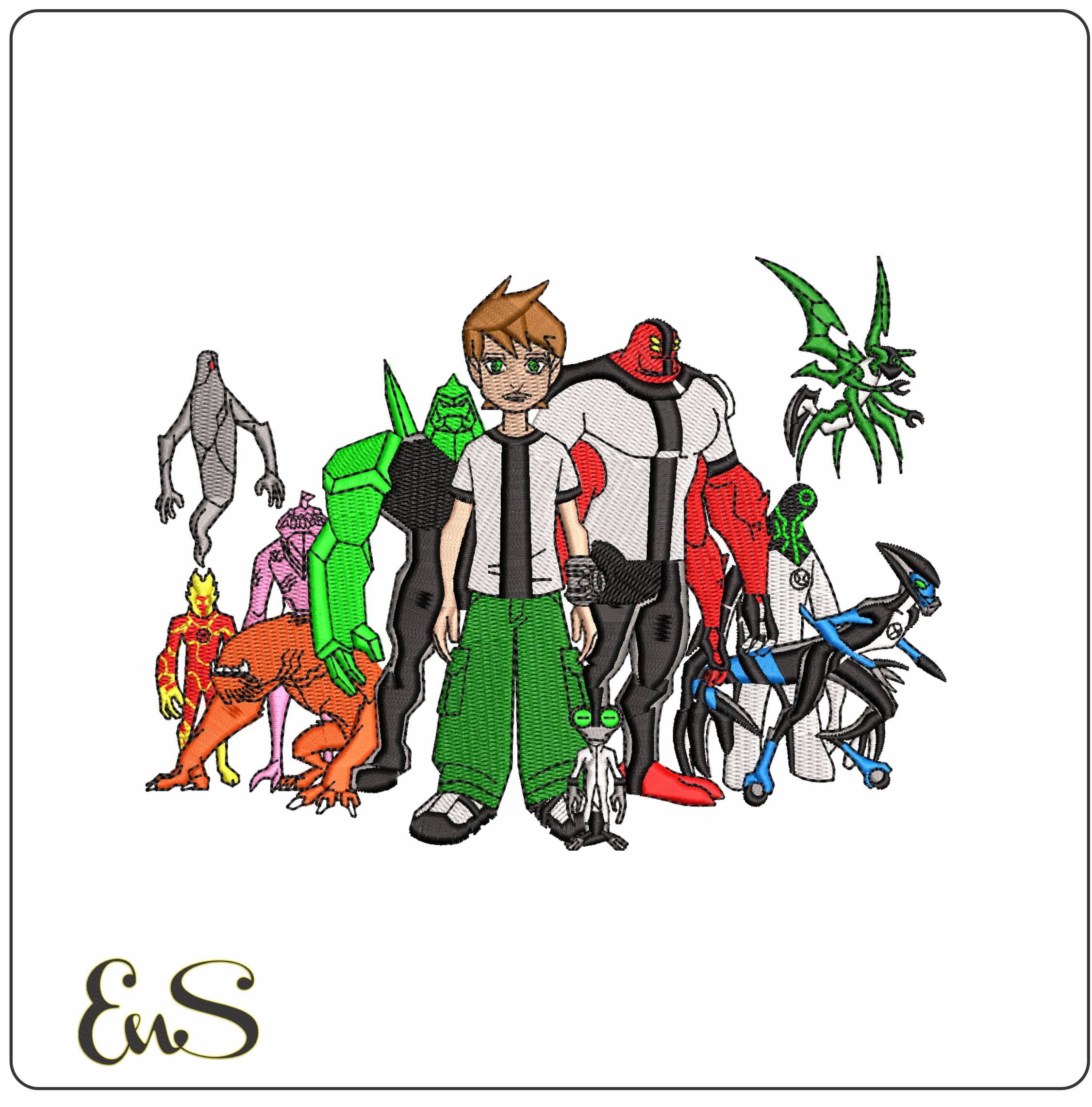 Ben Tennyson and Friends Ben 10 Cartoon - Elegant embroidery design file - instant download