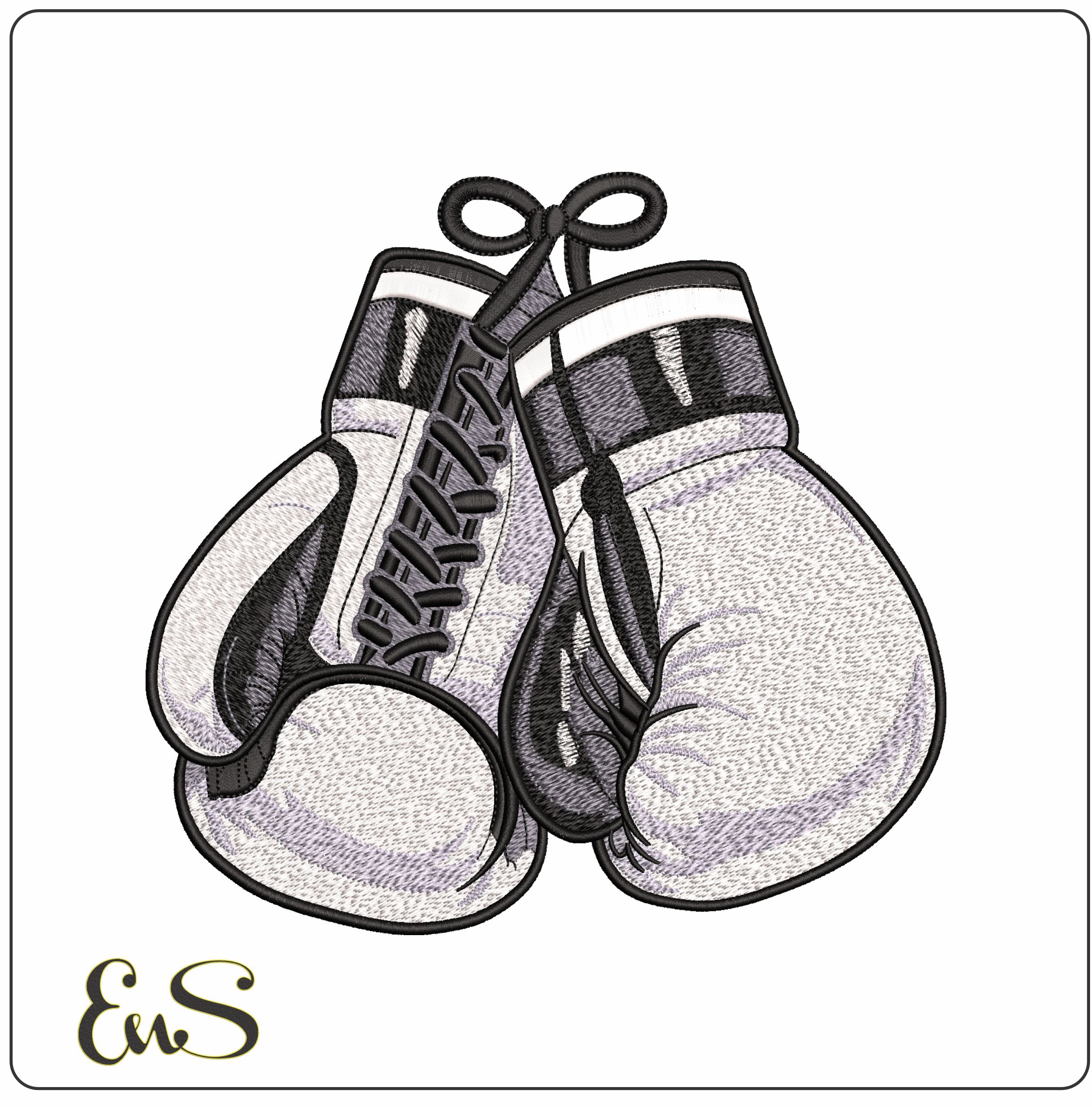 Black and White Boxing gloves   - Elegant embroidery design file - instant download