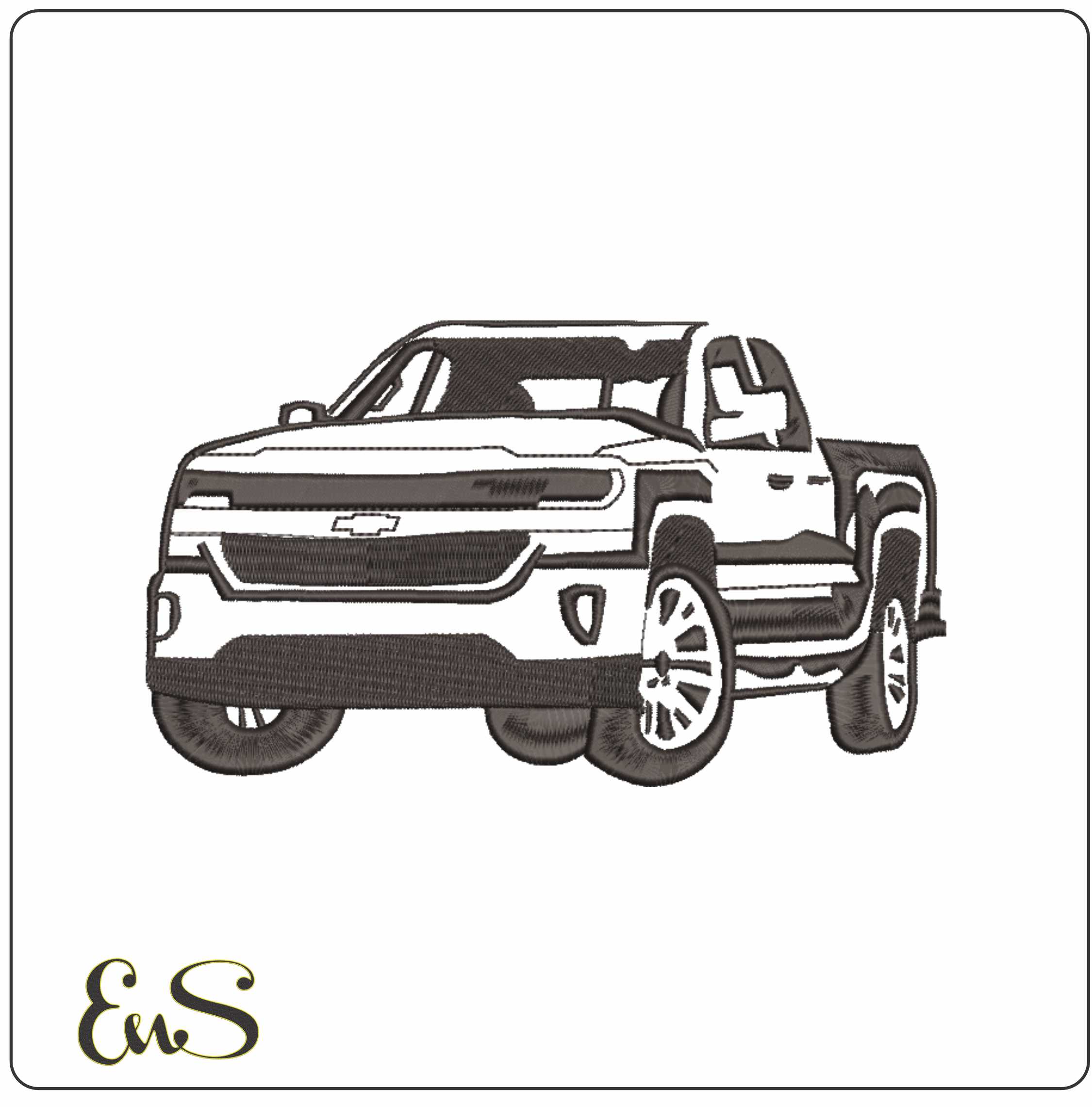 Black Chevolet Truck Outline - Elegant embroidery design file - instant download