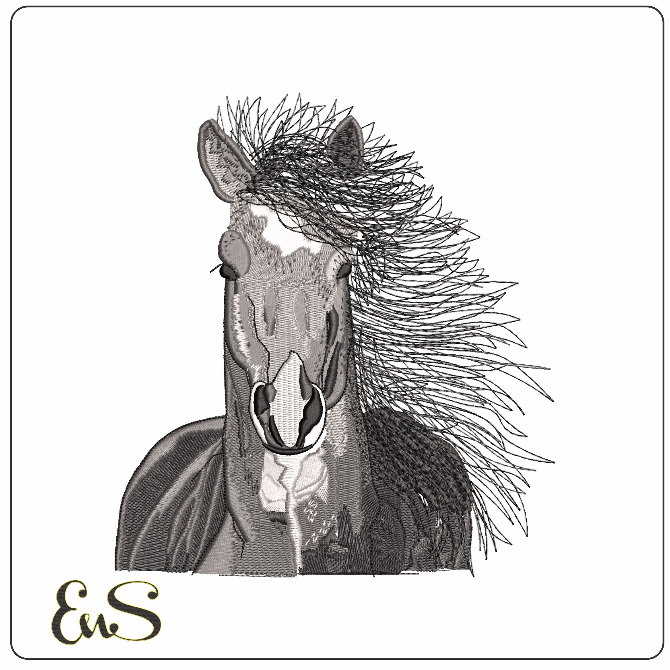 Black Horse - Elegant embroidery design file - instant download