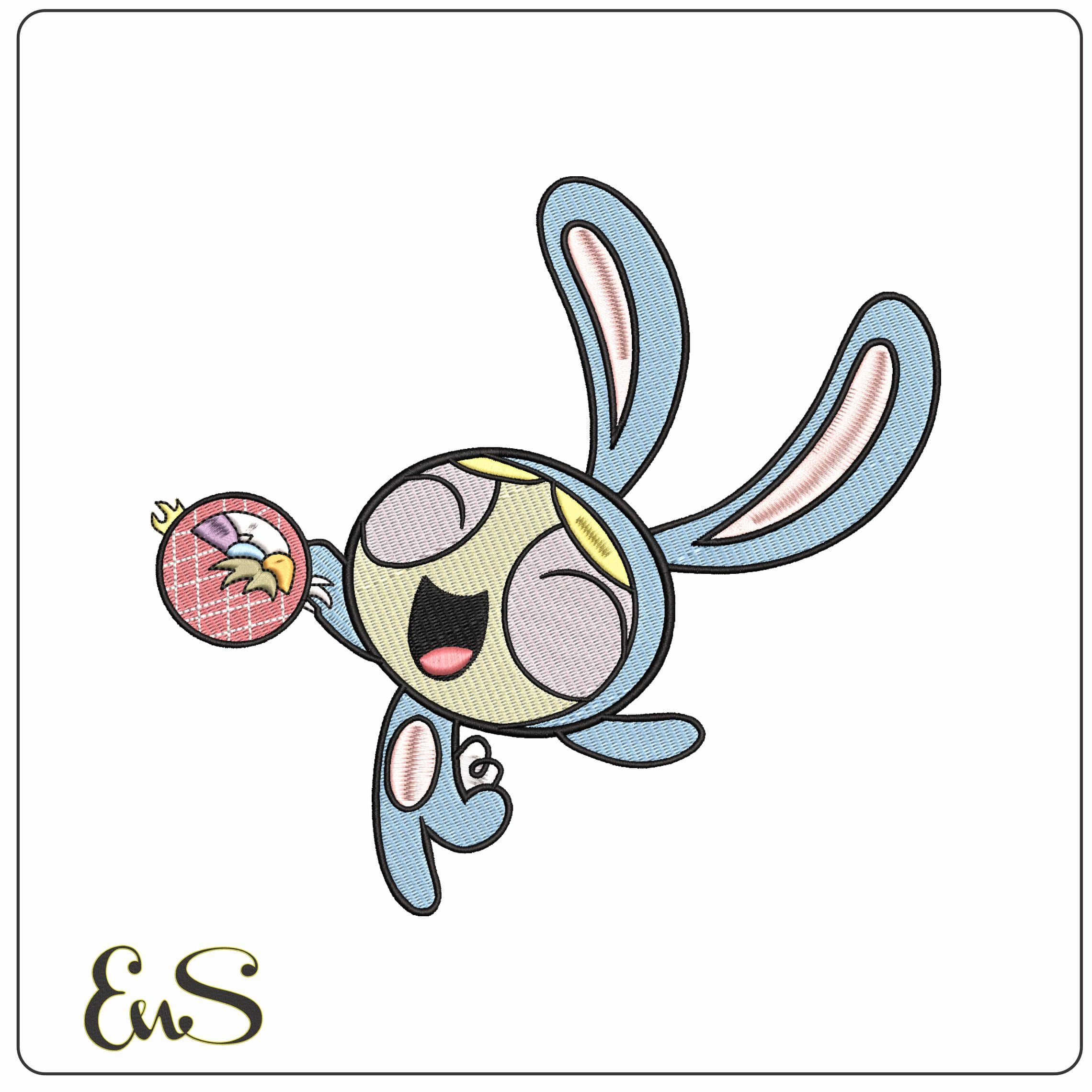 Bubbles Easter Bunny Powerpuff Girls   - Elegant embroidery design file - instant download