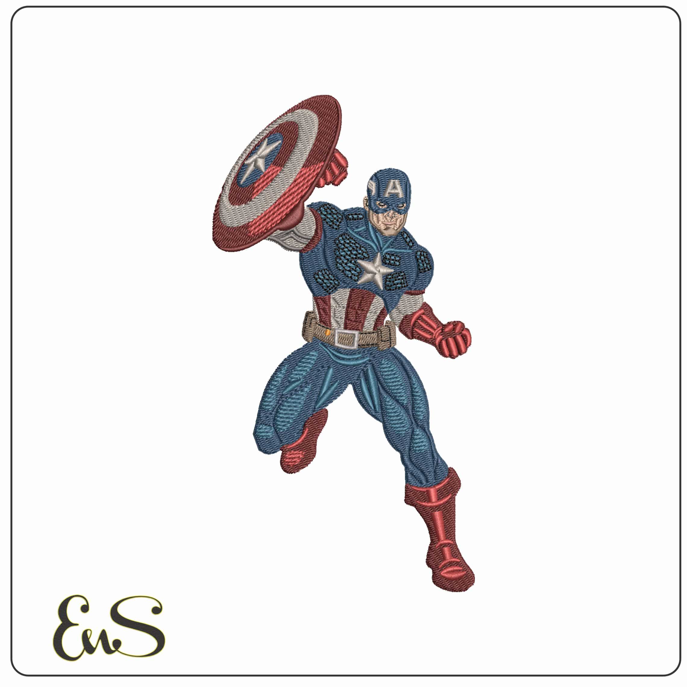 Captain America in Battle Marvel Comics   - Elegant embroidery design file - instant download