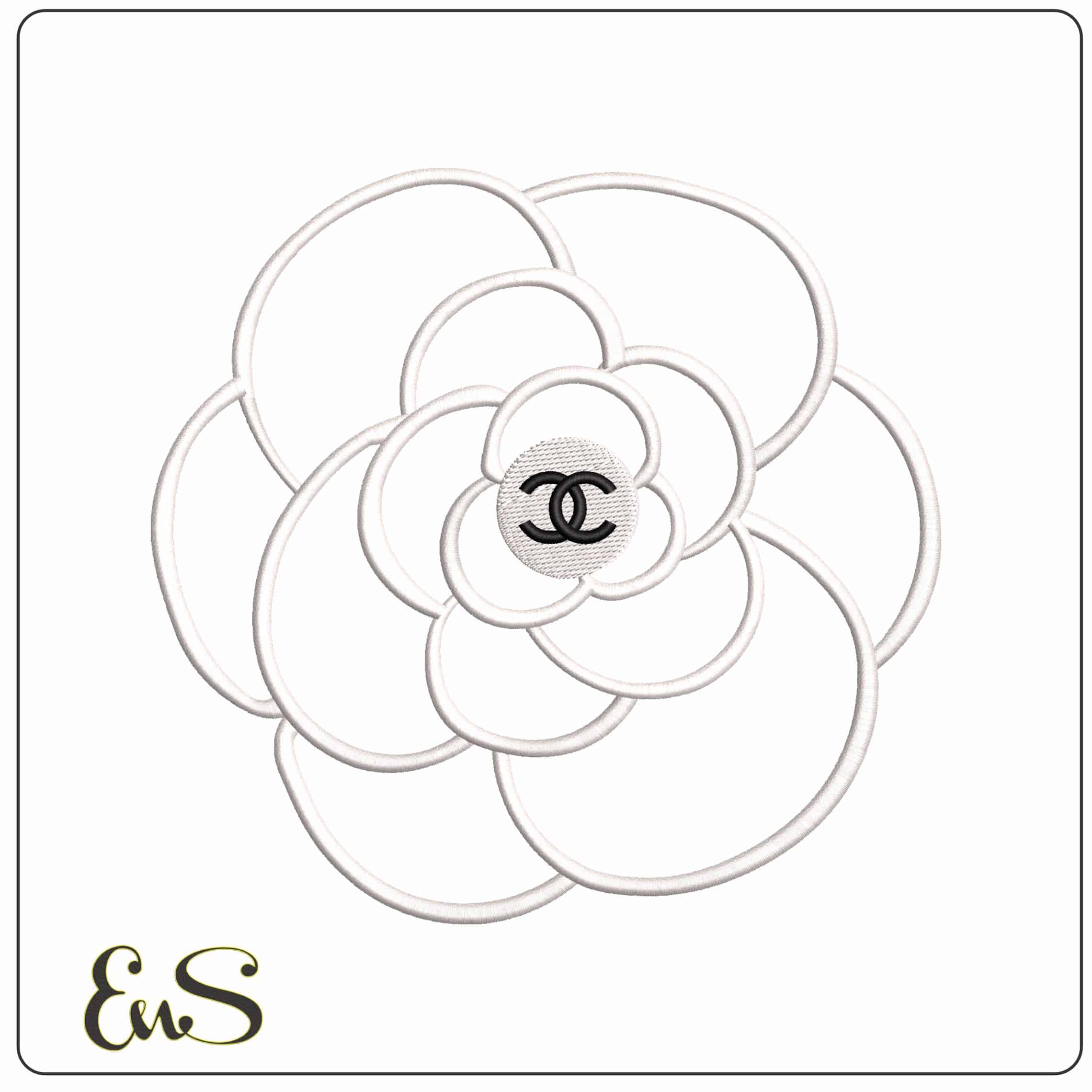Chanel Flower - Elegant embroidery design file - instant download