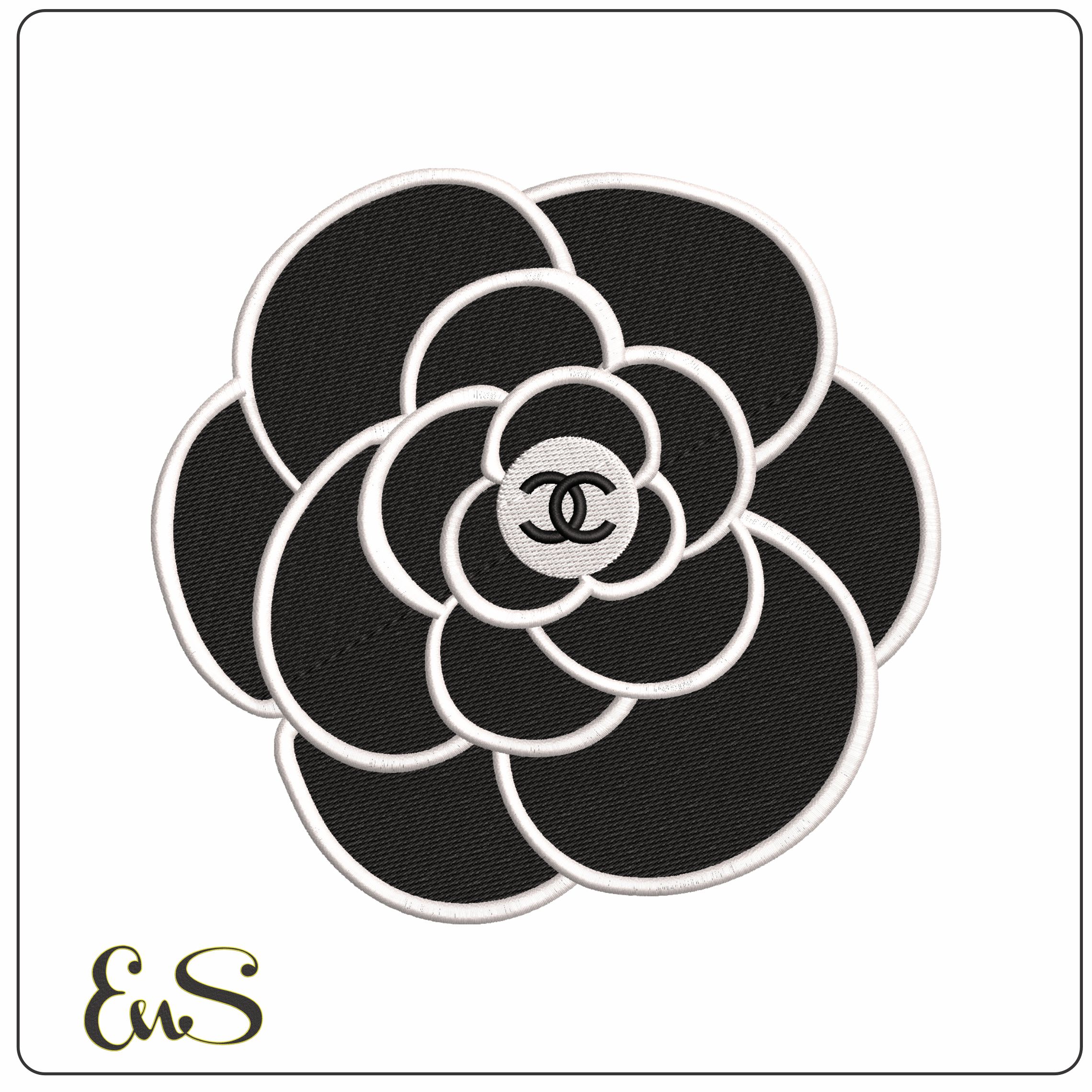 Chanel Flower Filled - Elegant embroidery design file - instant download