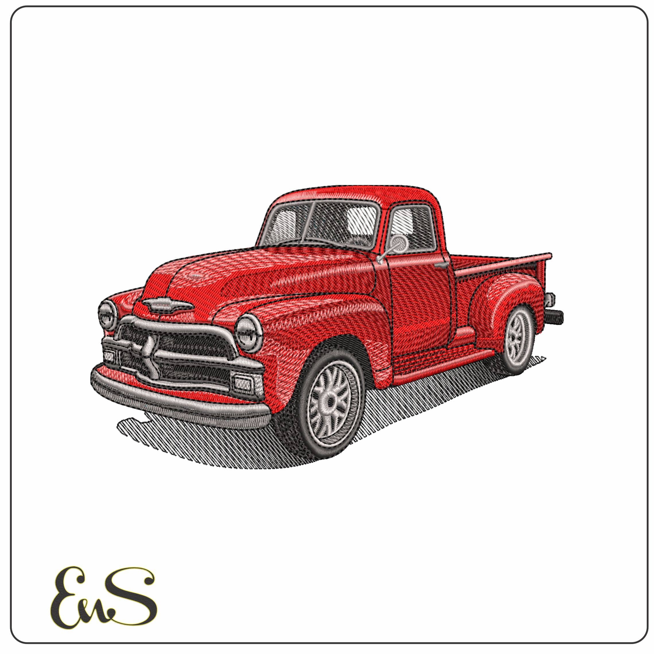 Chevrolet 3100 54 red Truck  - Elegant embroidery design file - instant download