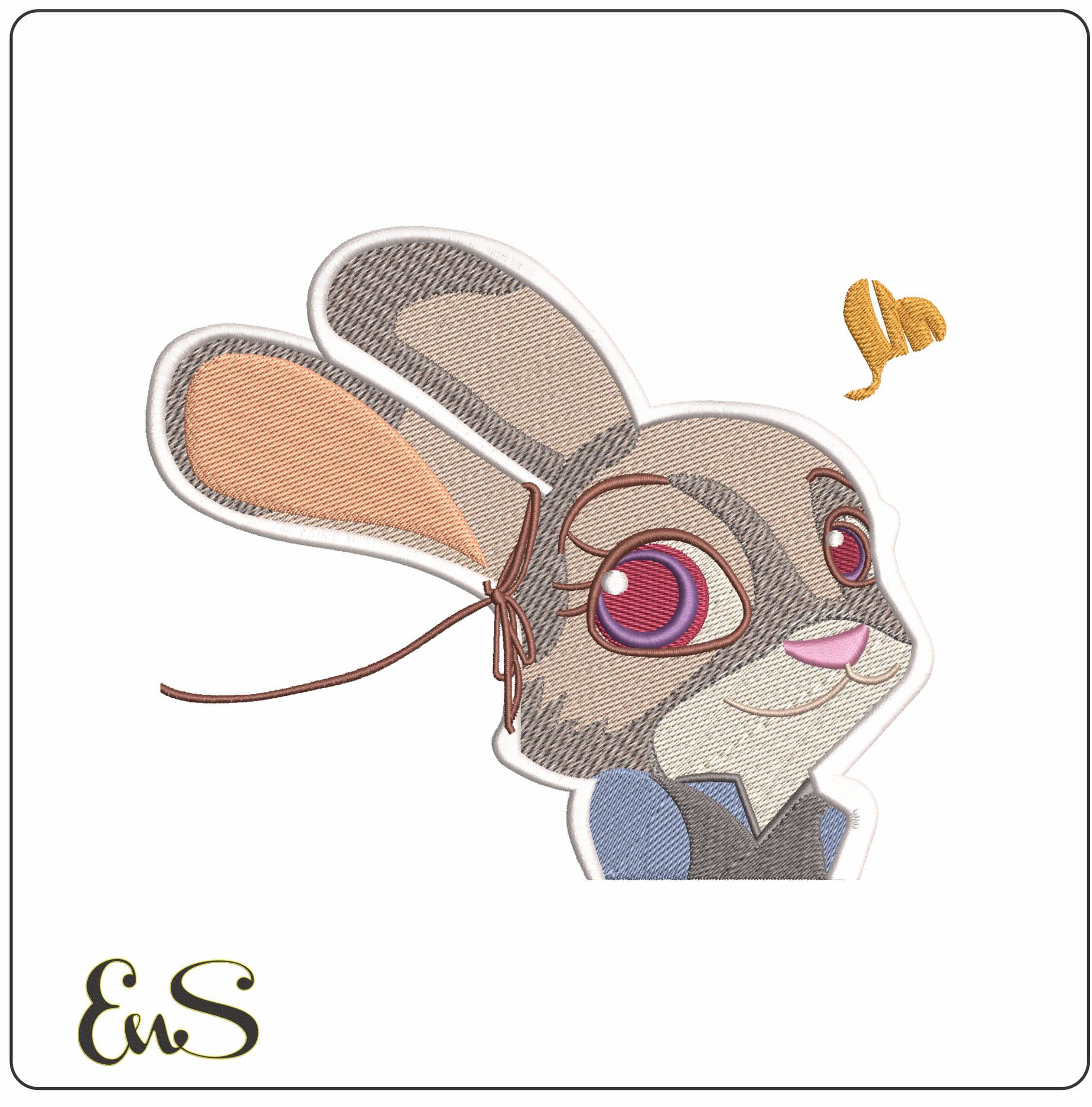Cute Bunny Head - Elegant embroidery design file - instant download