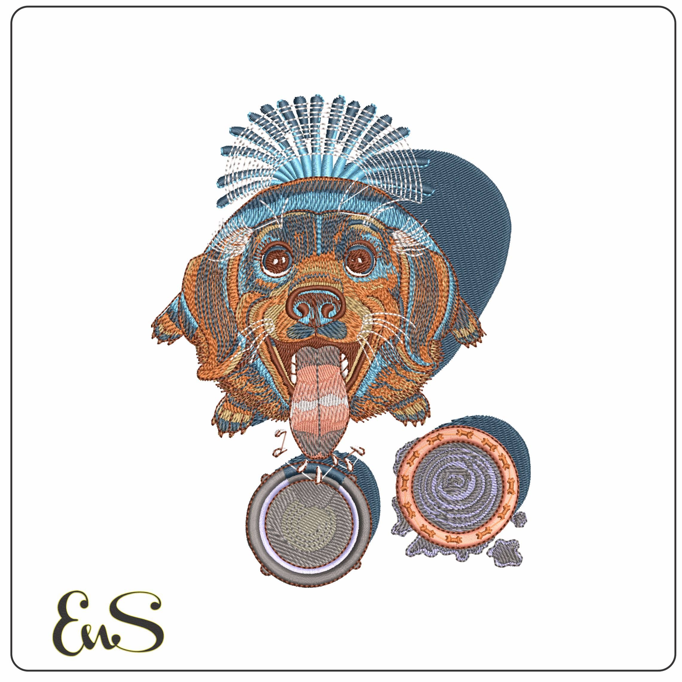 Dog ready for food  - Elegant embroidery design file - instant download