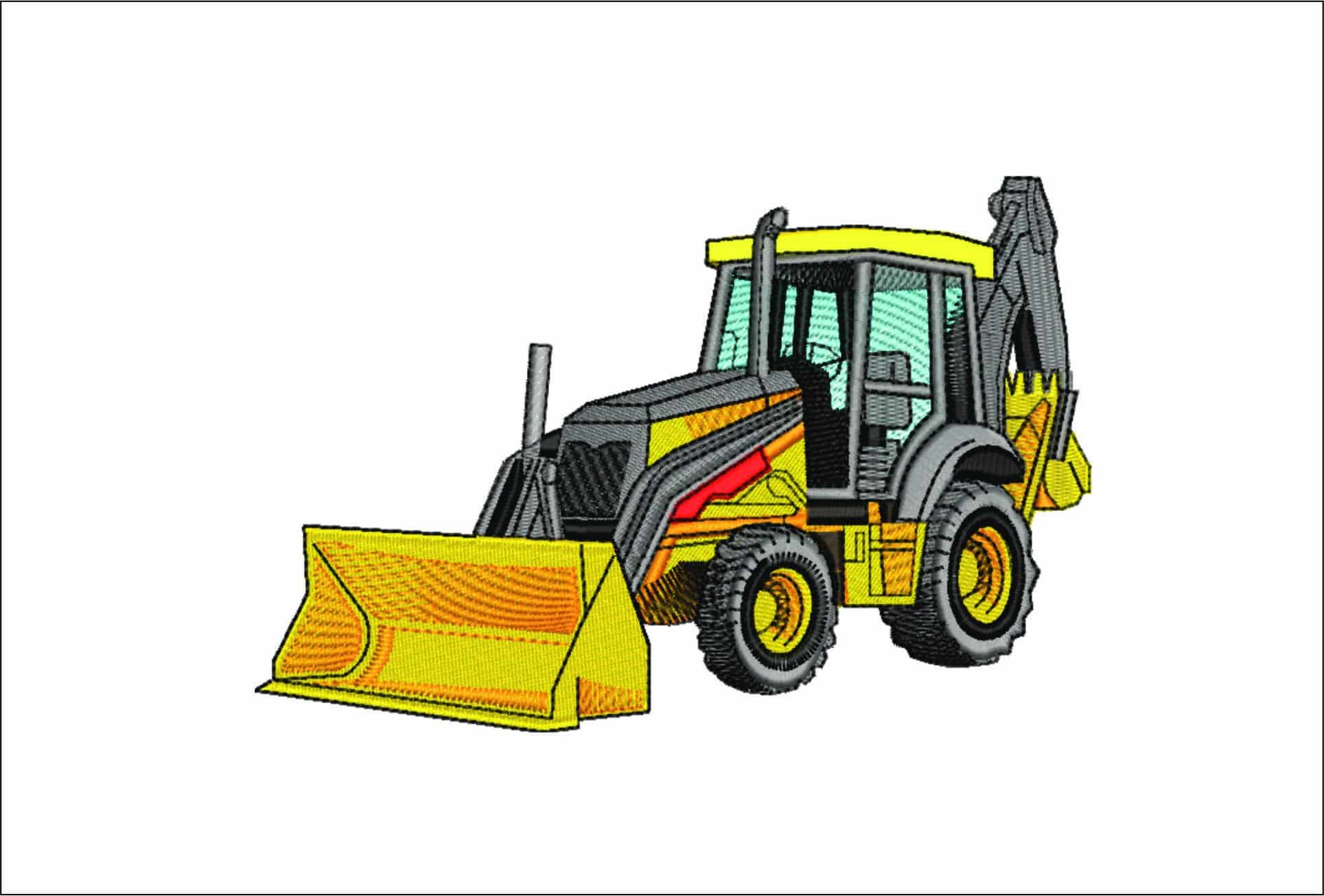 Tractor Digger JCB style- Elegant embroidery design file - instant download